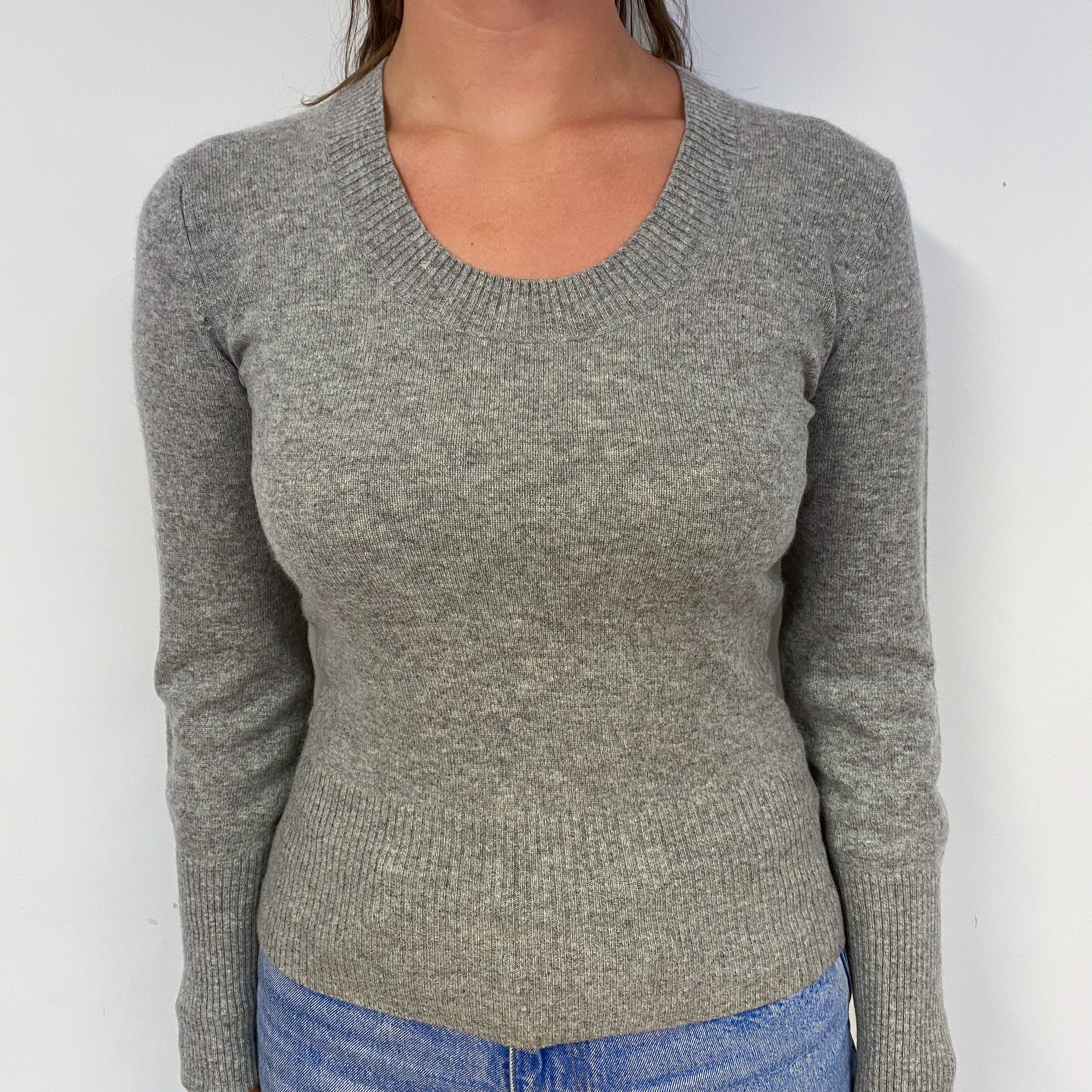 Ash Grey Cashmere Crew Neck Jumper