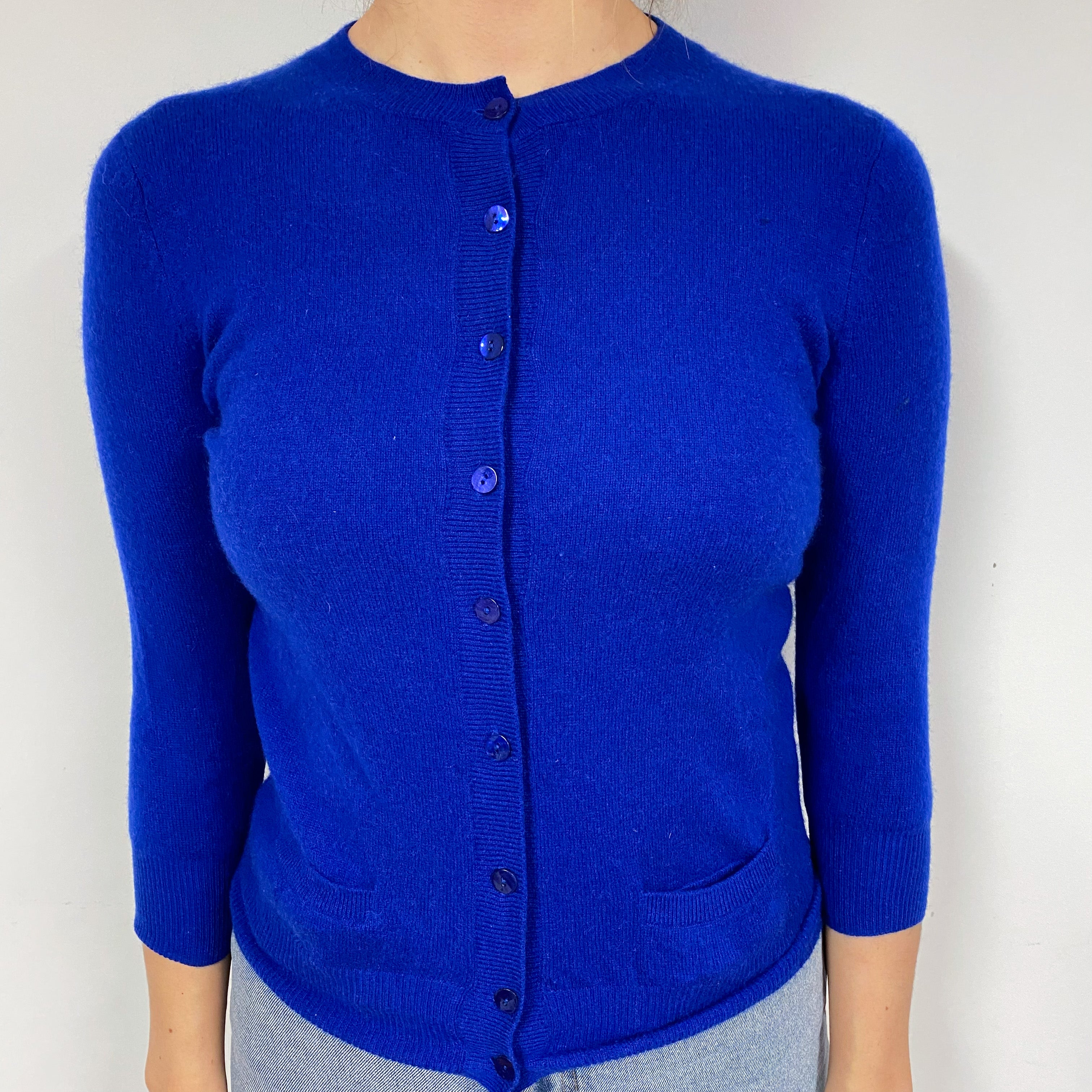 Admiral Blue Cashmere Crew Neck Cardigan Small