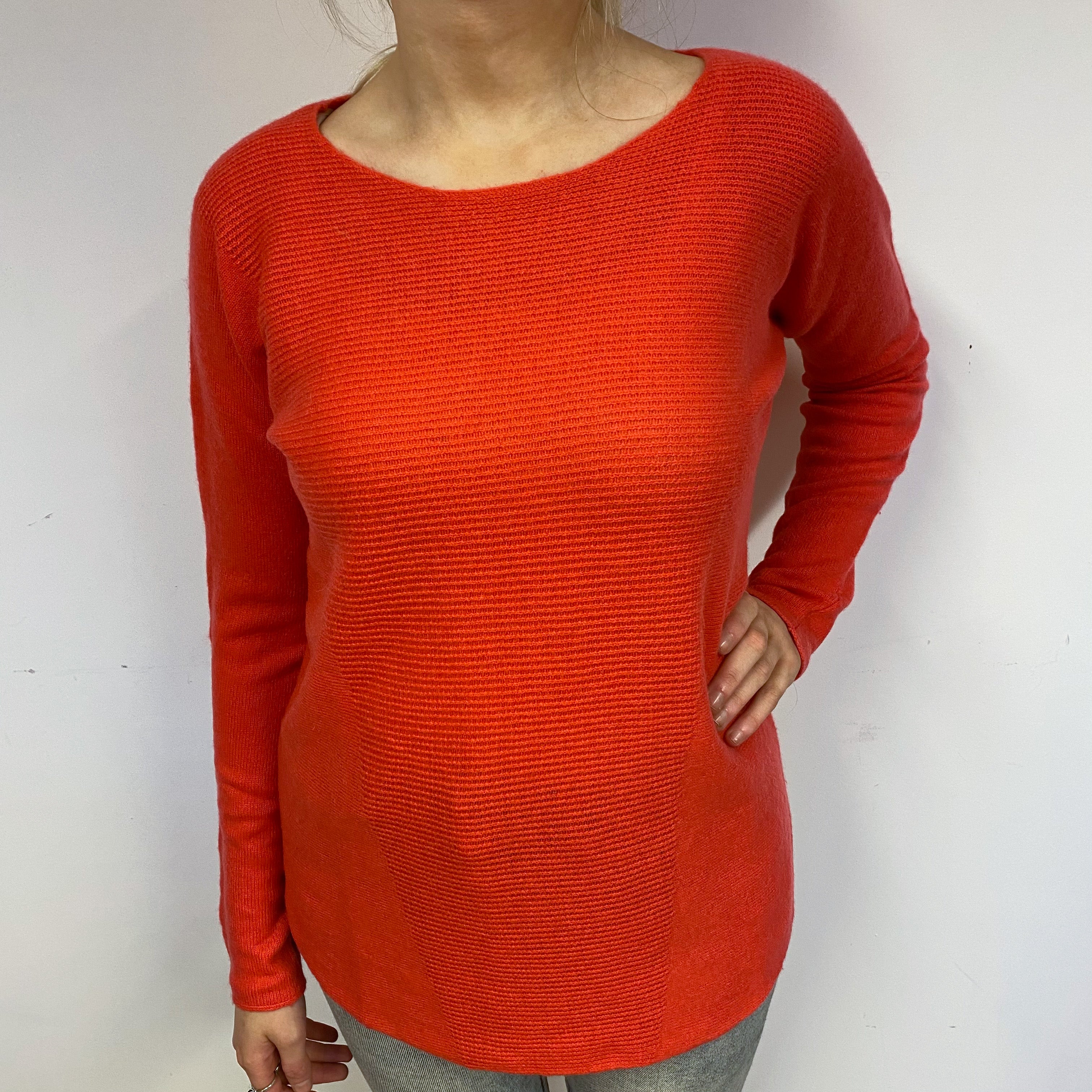 Vermillion Orange Cashmere Crew Neck Jumper Small