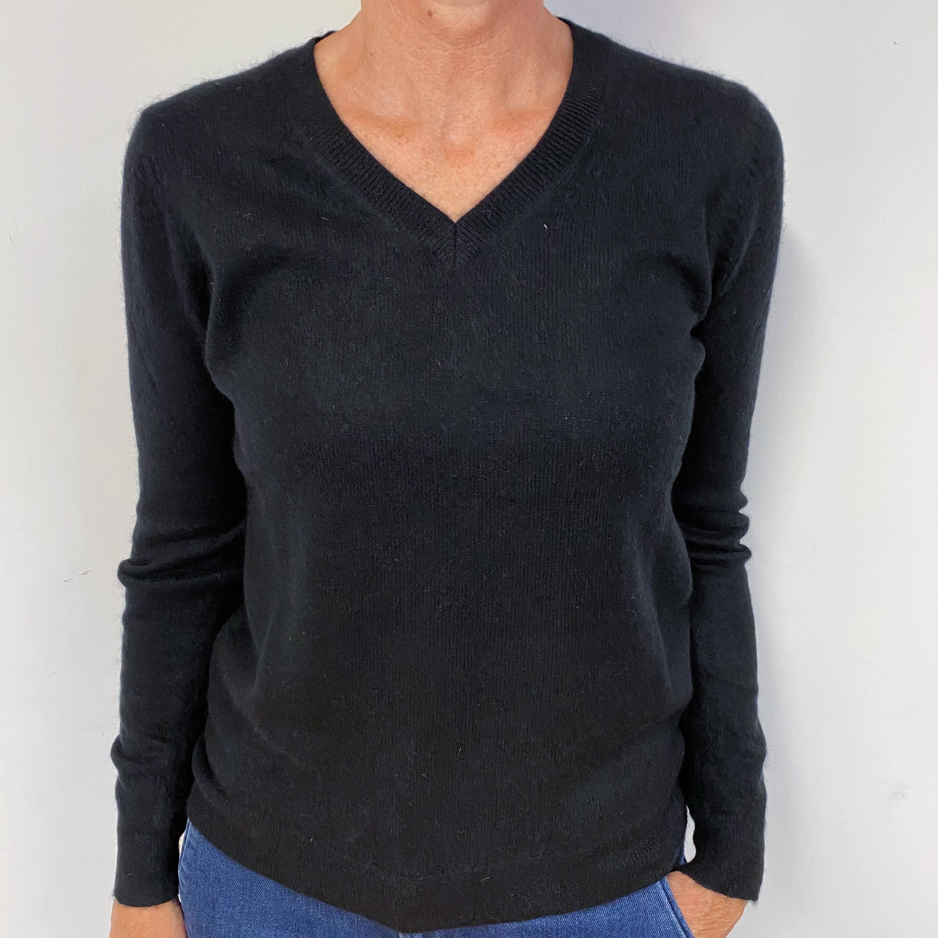 Black V Neck Cashmere Jumper