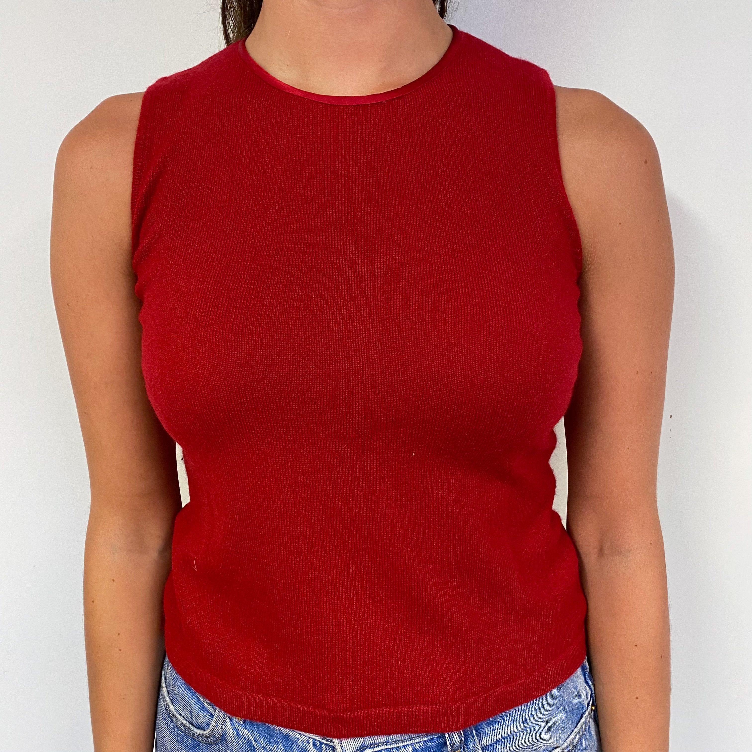 Red Crew Neck Cashmere Tank Top