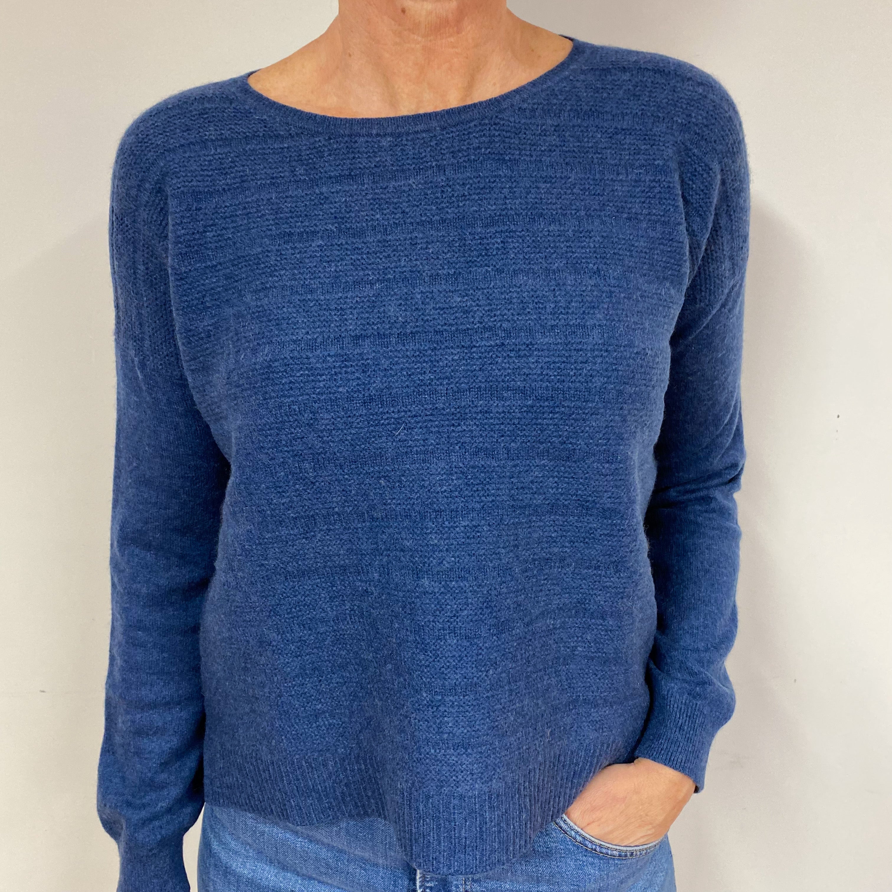 Denim Blue Cashmere Crew Neck Jumper Medium