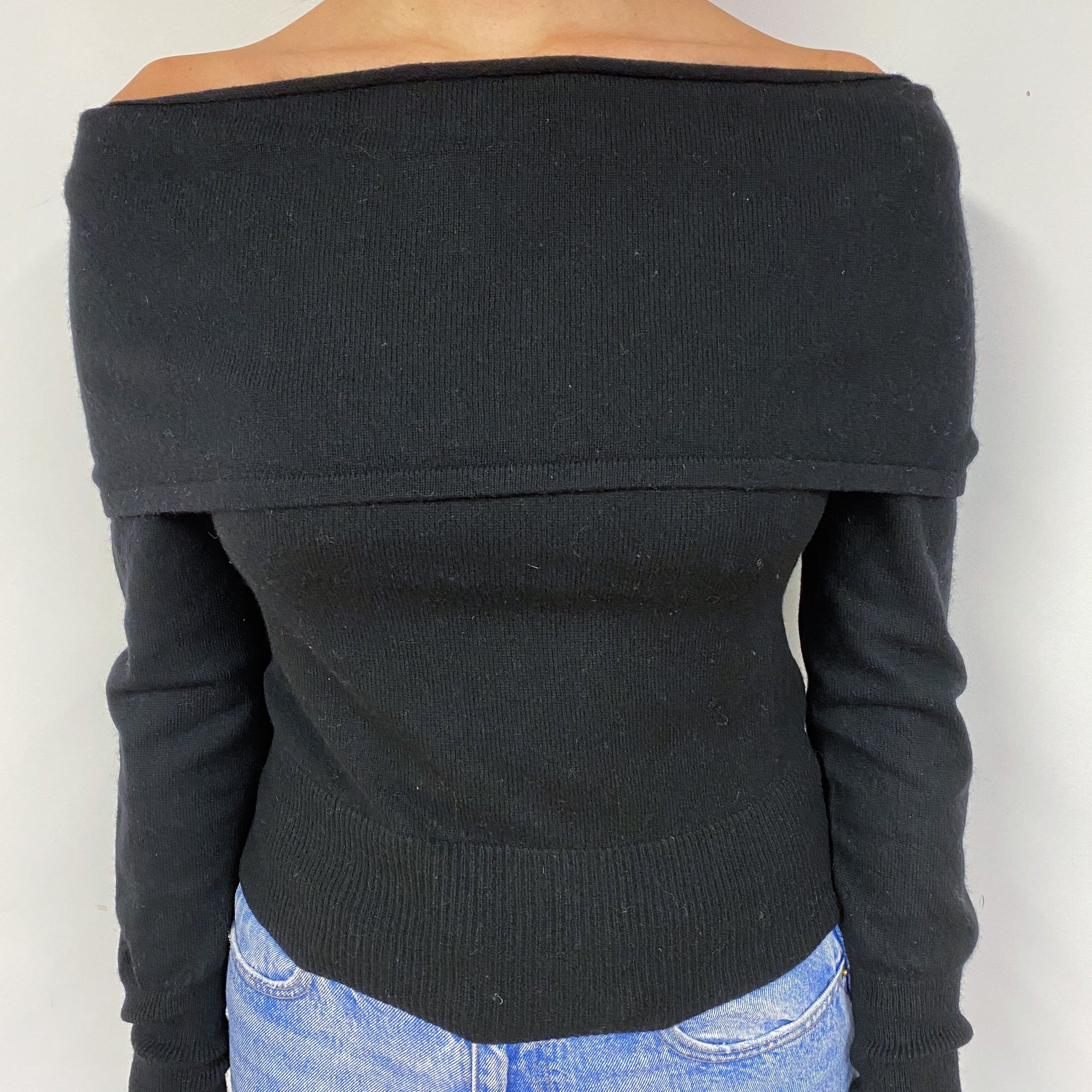 Black Off-Shoulder Cashmere Jumper Small