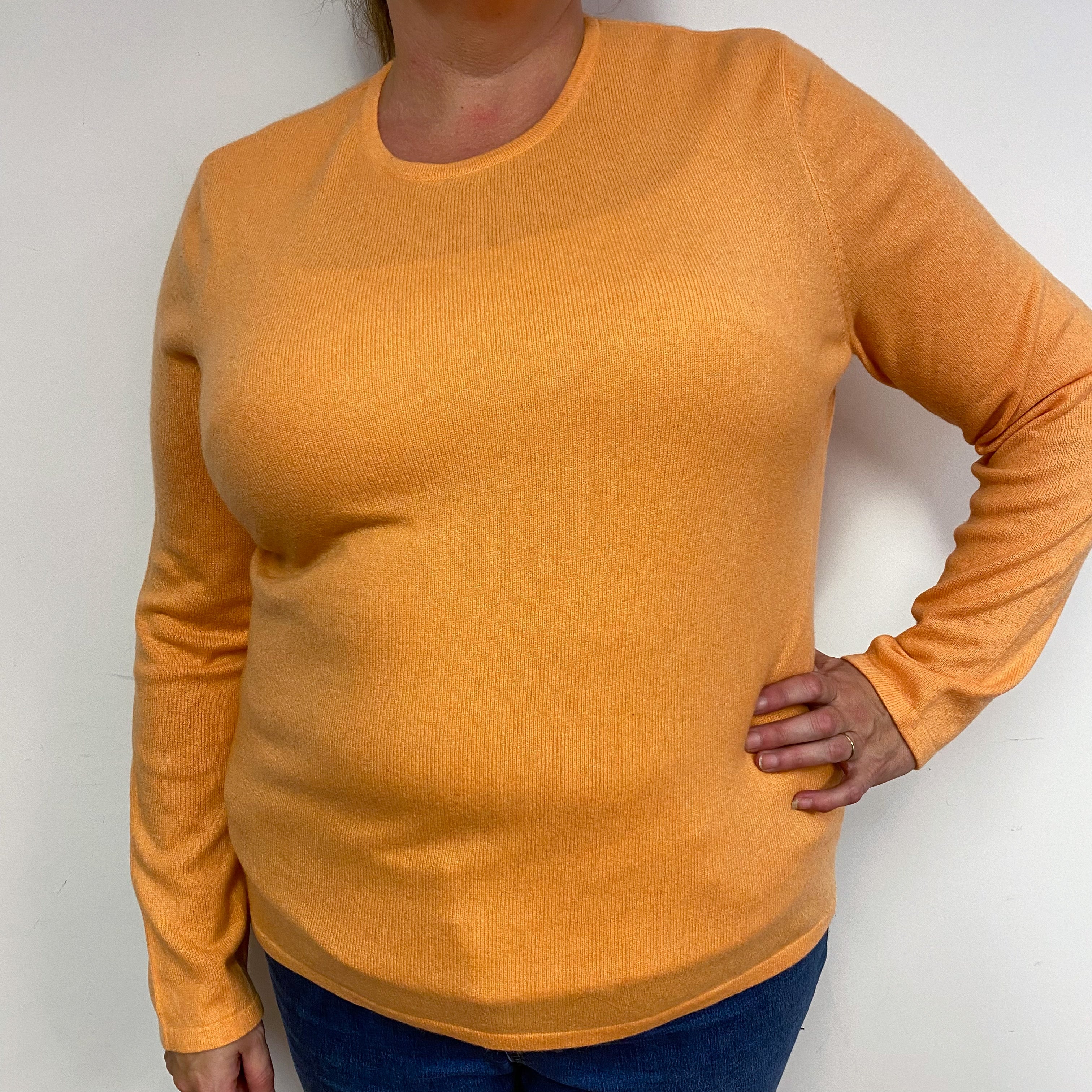 Marigold Orange Cashmere Crew Neck Jumper Extra Large