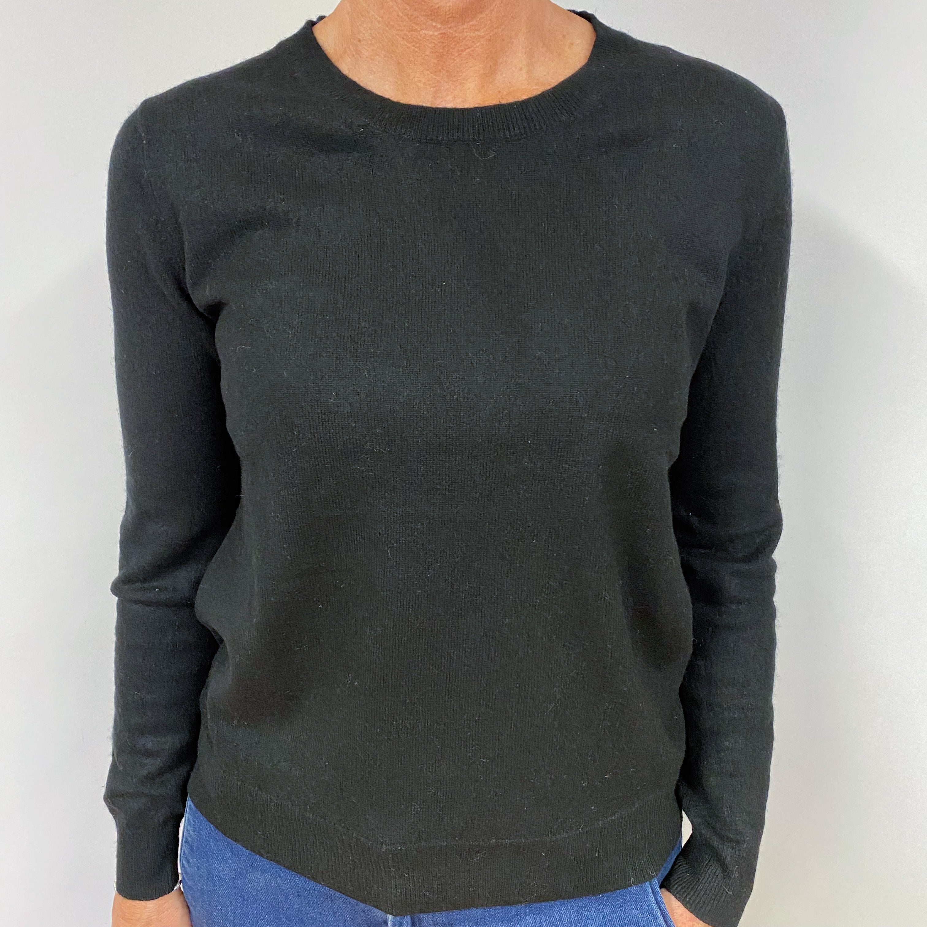 Black Cashmere Crew Neck Jumper Medium