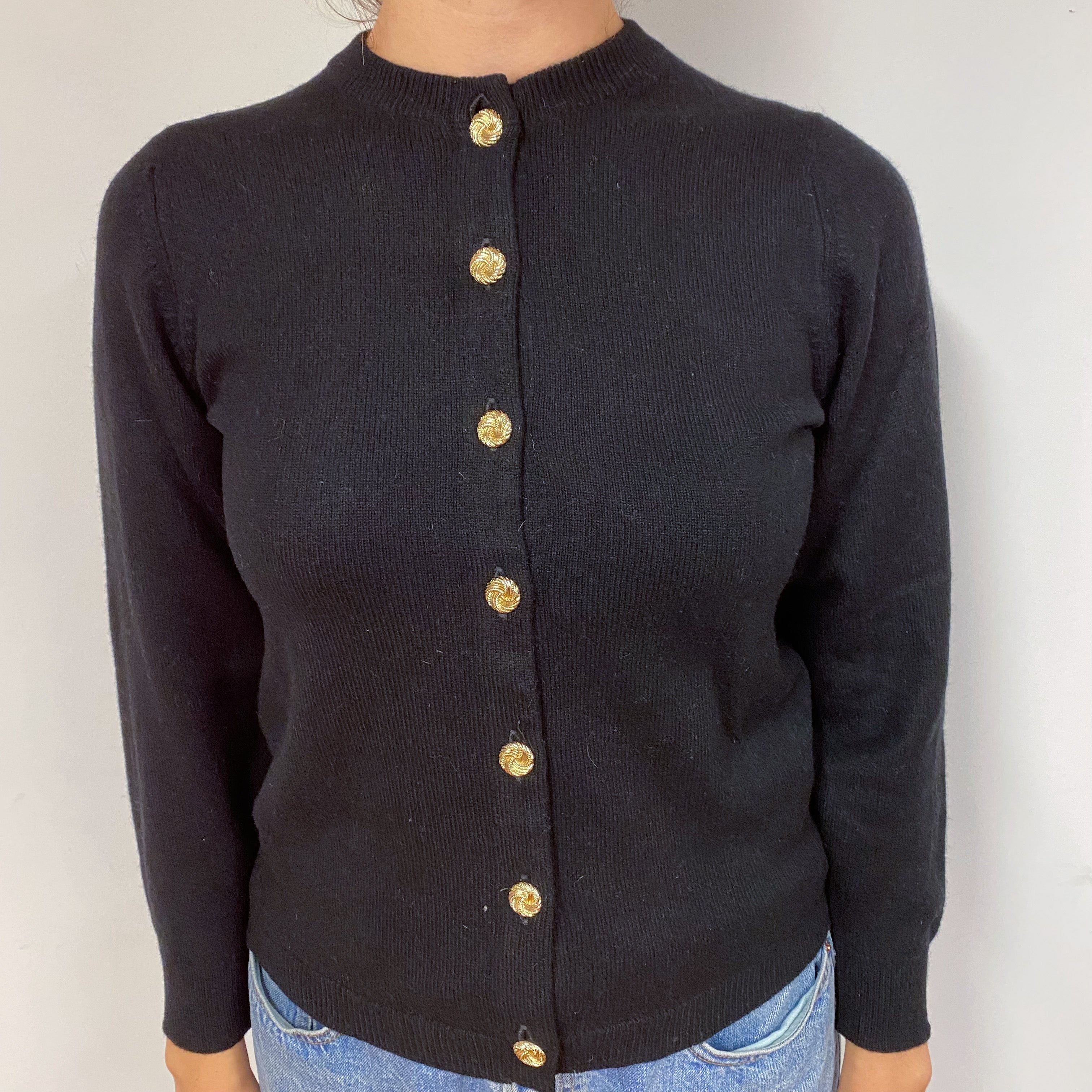 Vintage Black Cashmere Cardigan Small