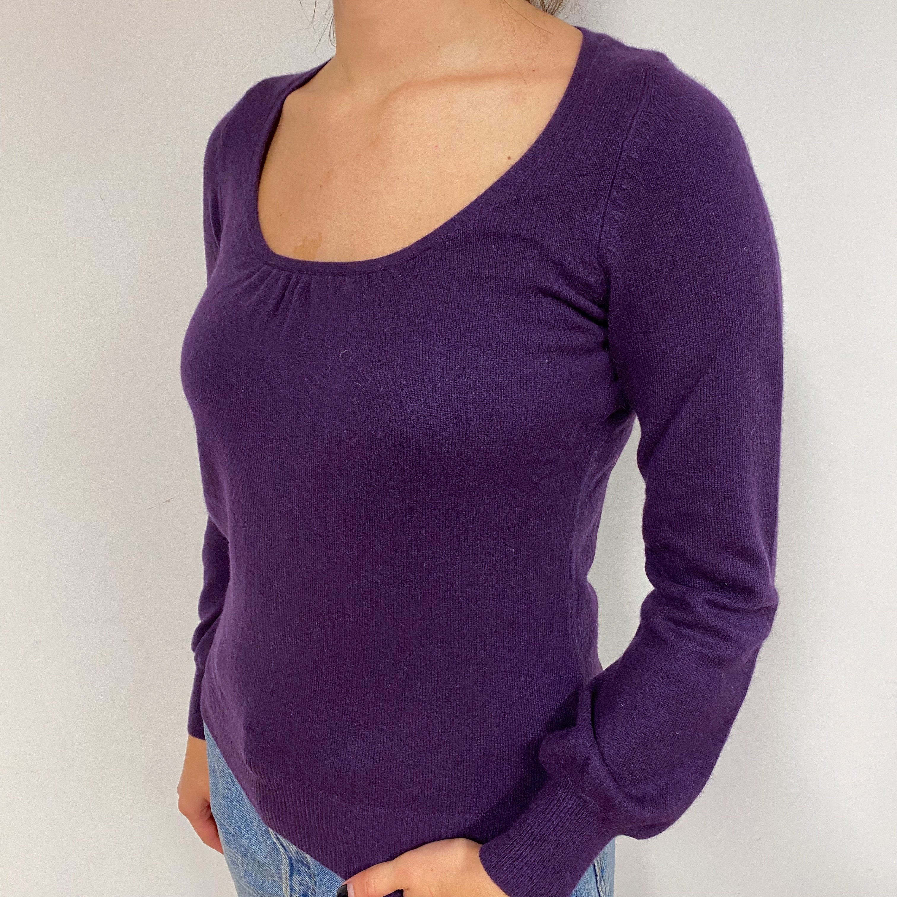 Grape Purple Cashmere Scoop Neck Jumper Small