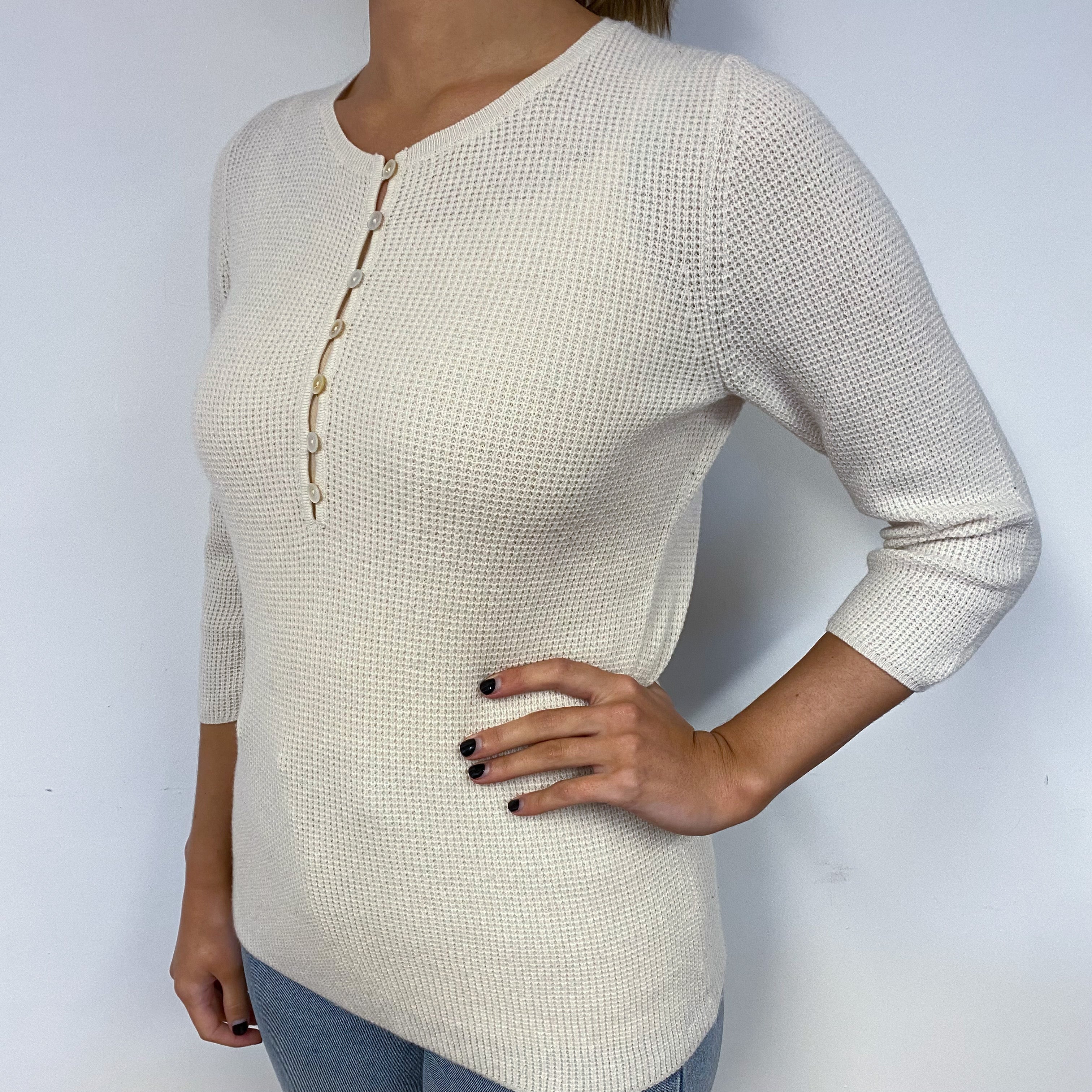 Vanilla Cream Cashmere Crew Neck Jumper Small