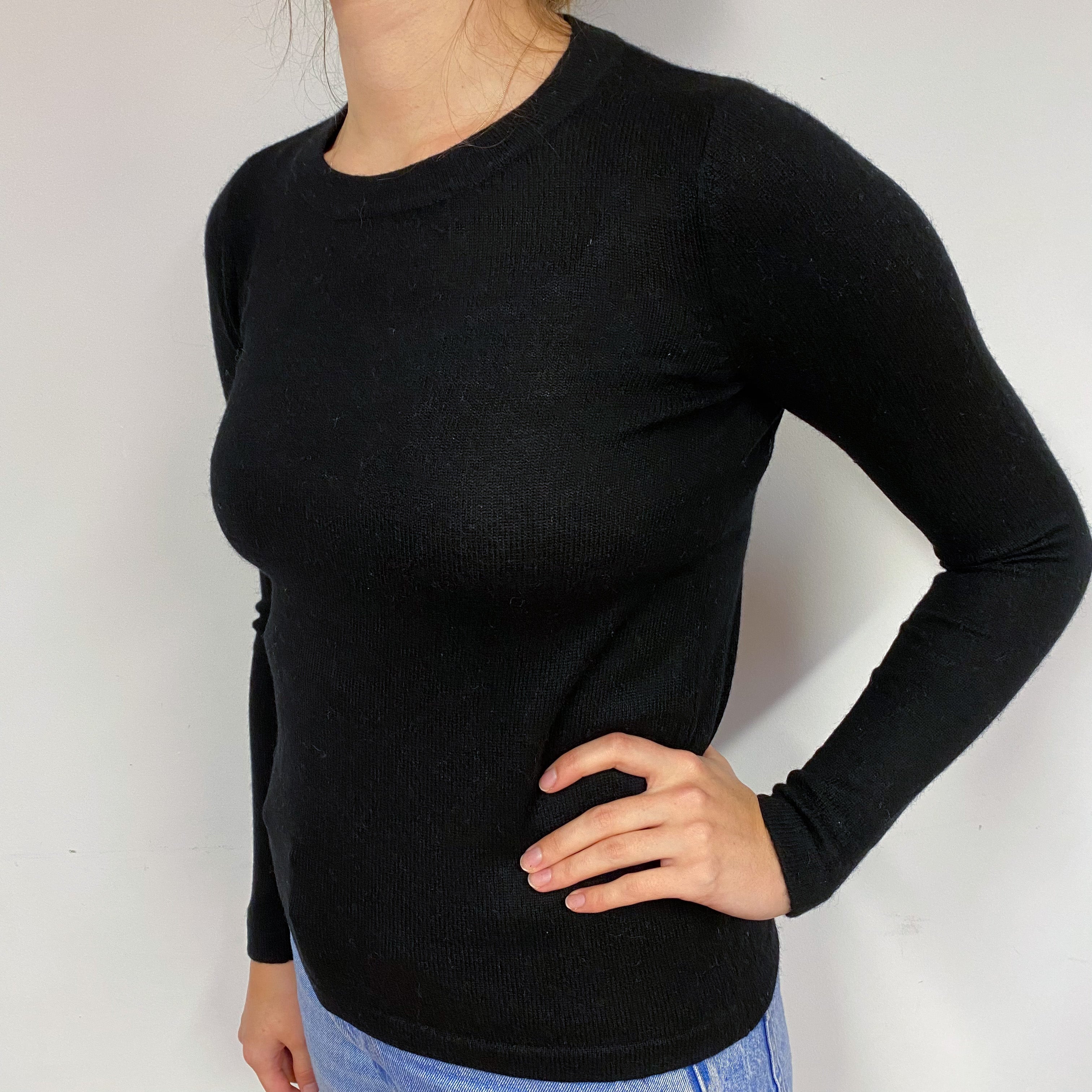 Black Cashmere Crew Neck Jumper Small