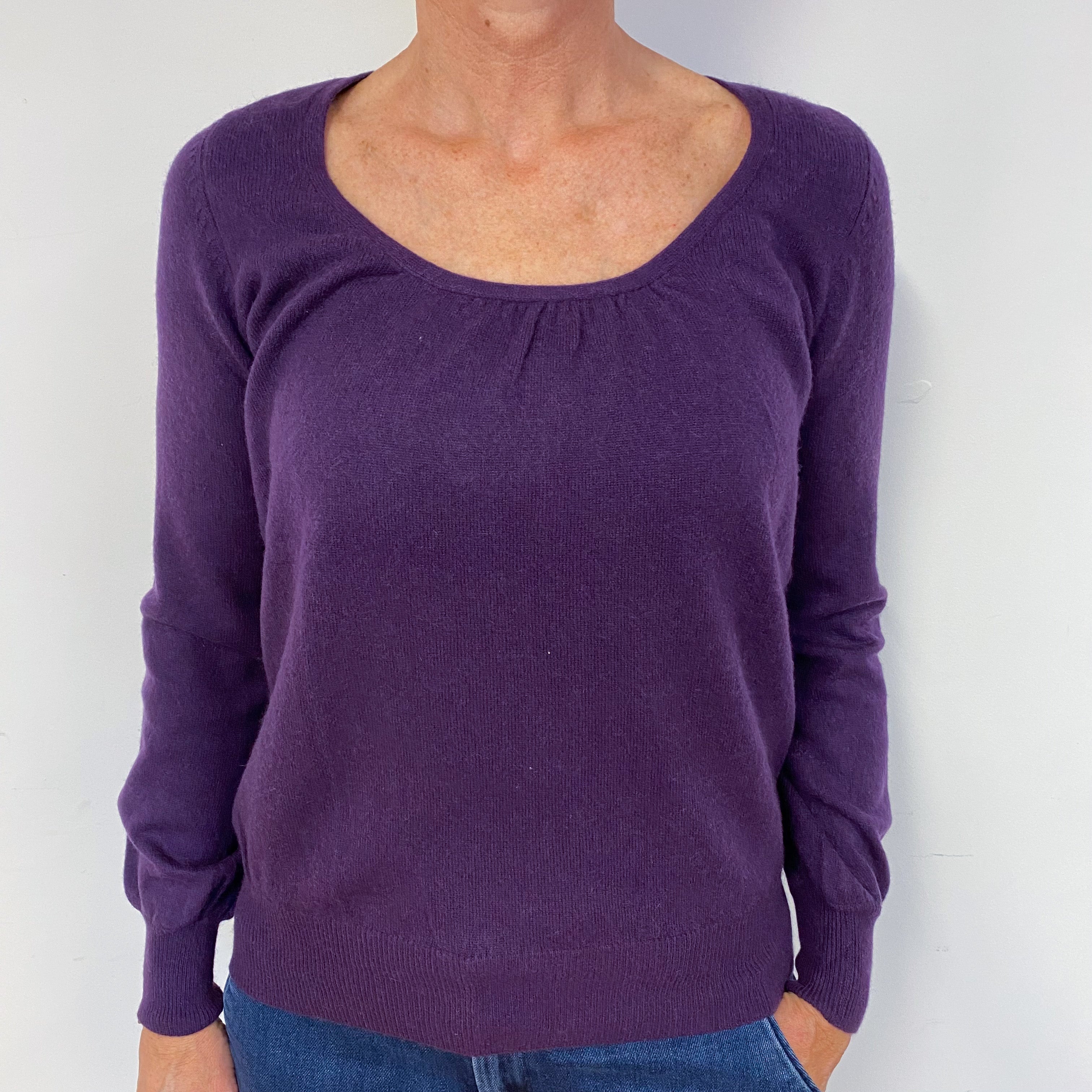 Blueberry Purple Scooped Neck Cashmere Jumper