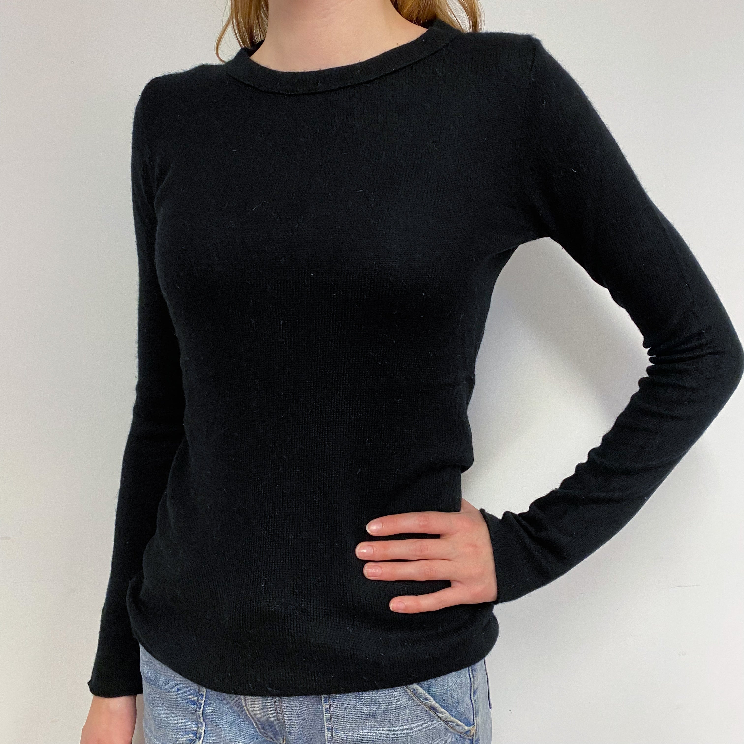 Black Cashmere Crew Neck Jumper