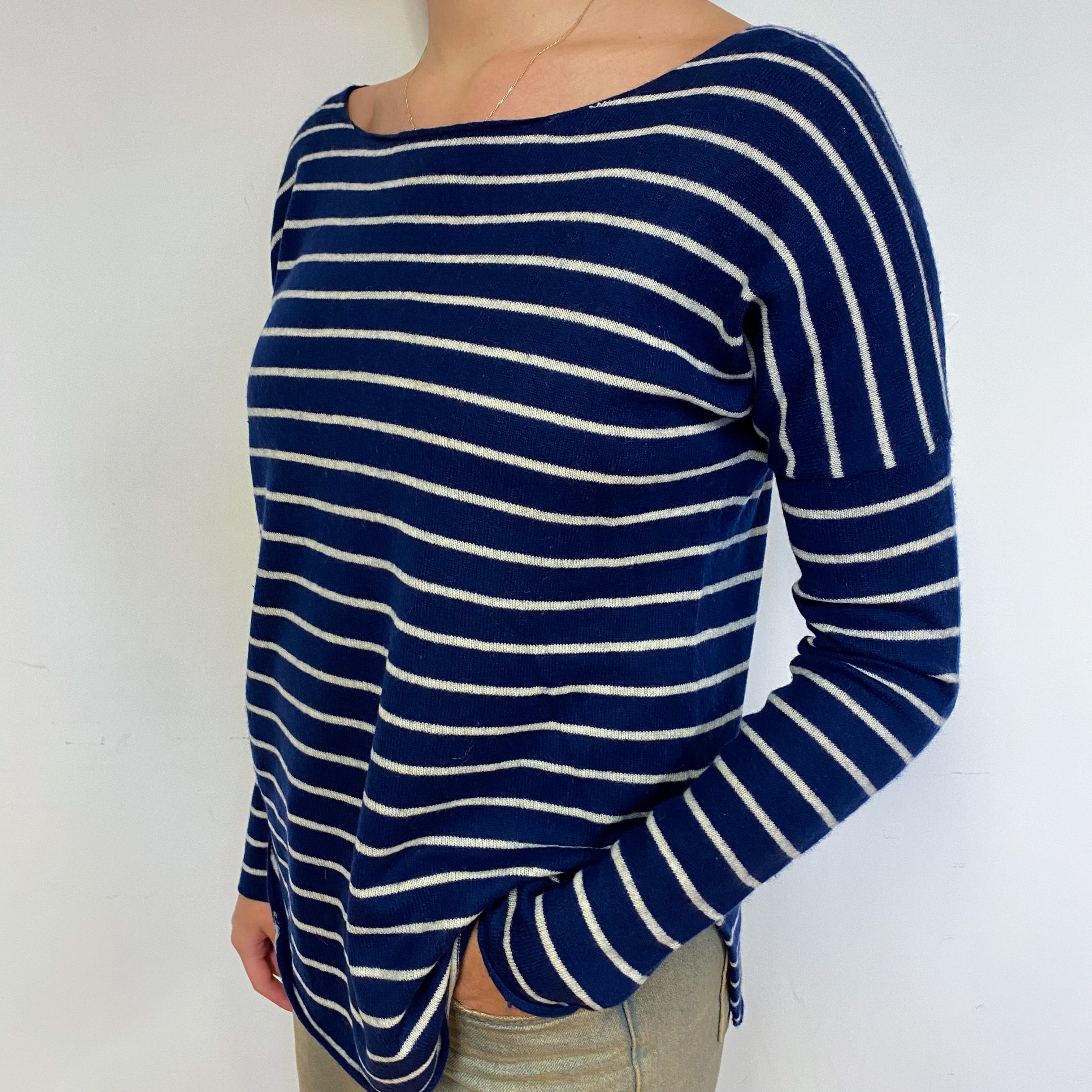 Vince Stripy Cashmere Crew Neck Jumper Small