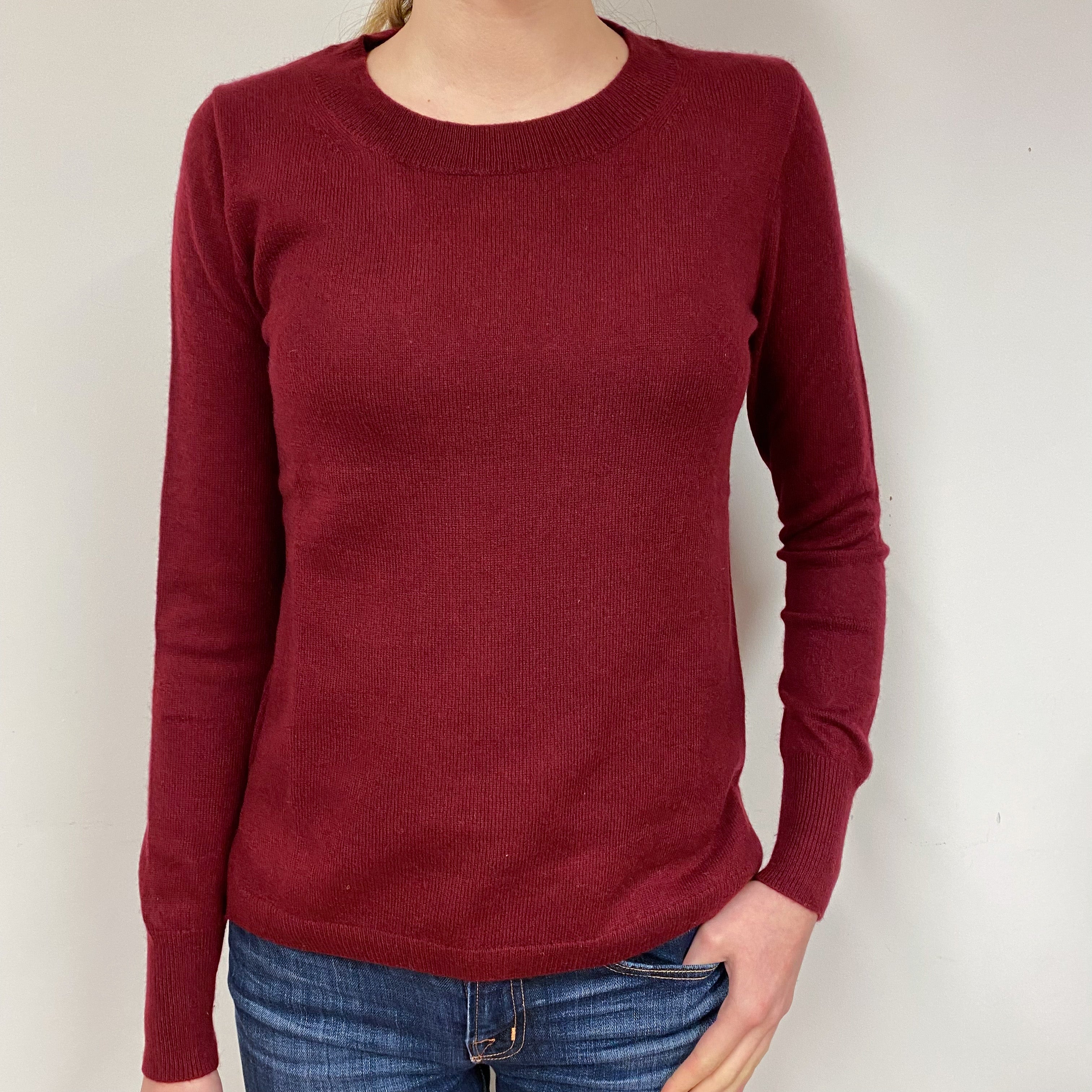 Wine Red Cashmere Crew Neck Jumper Extra Small