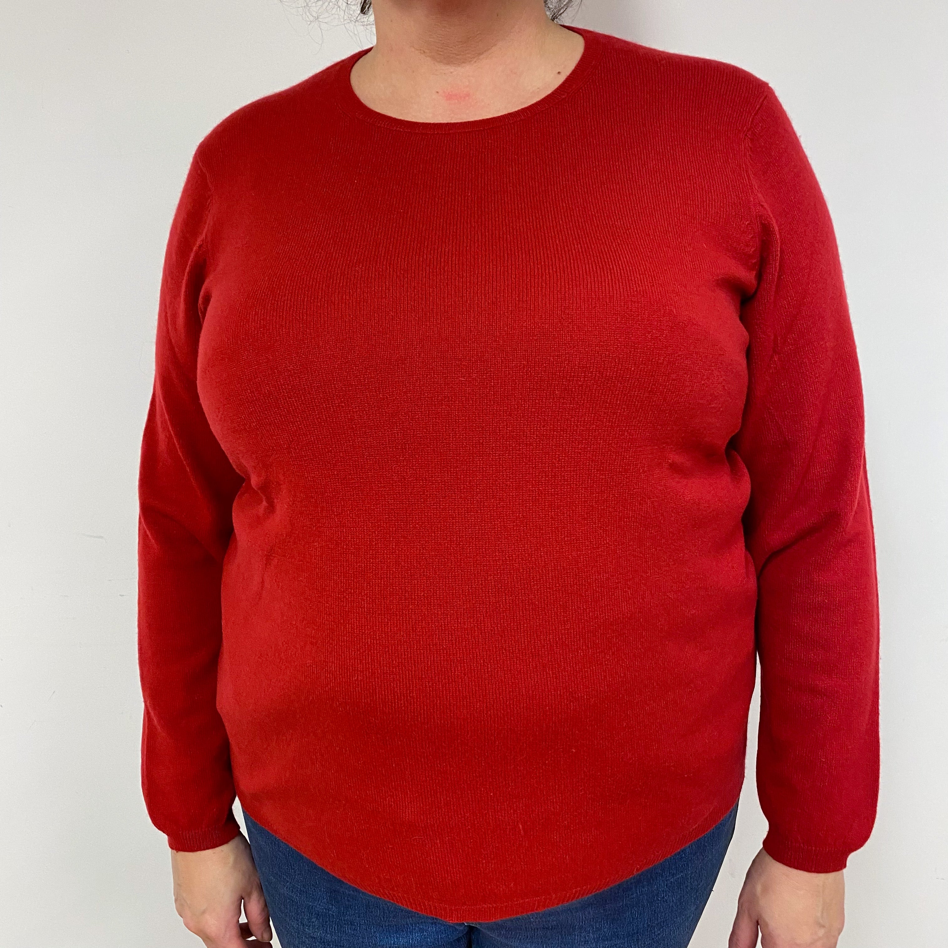 Post Box Red Cashmere Crew Neck Jumper Extra Large