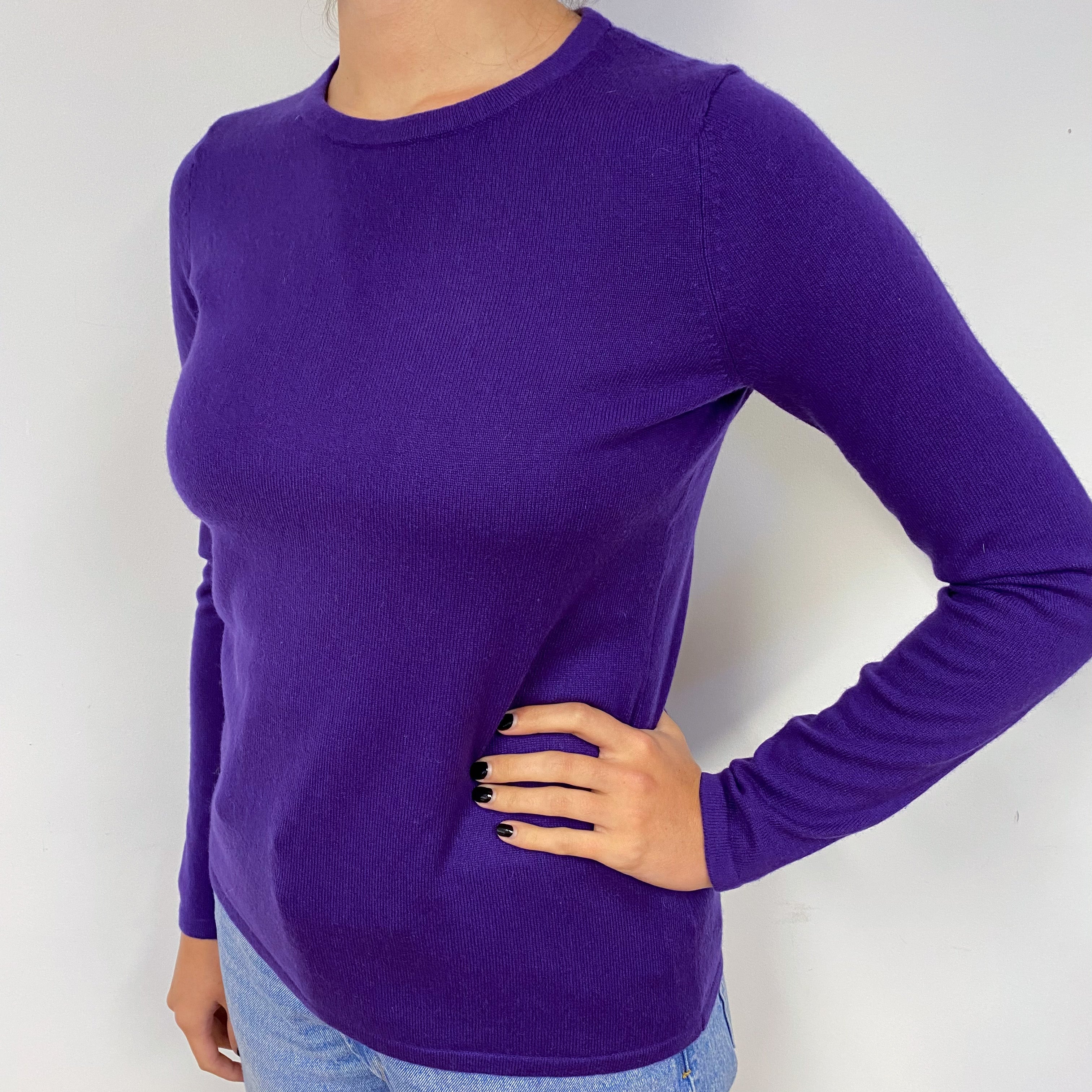 Violet Purple Cashmere Crew Neck Jumper Small