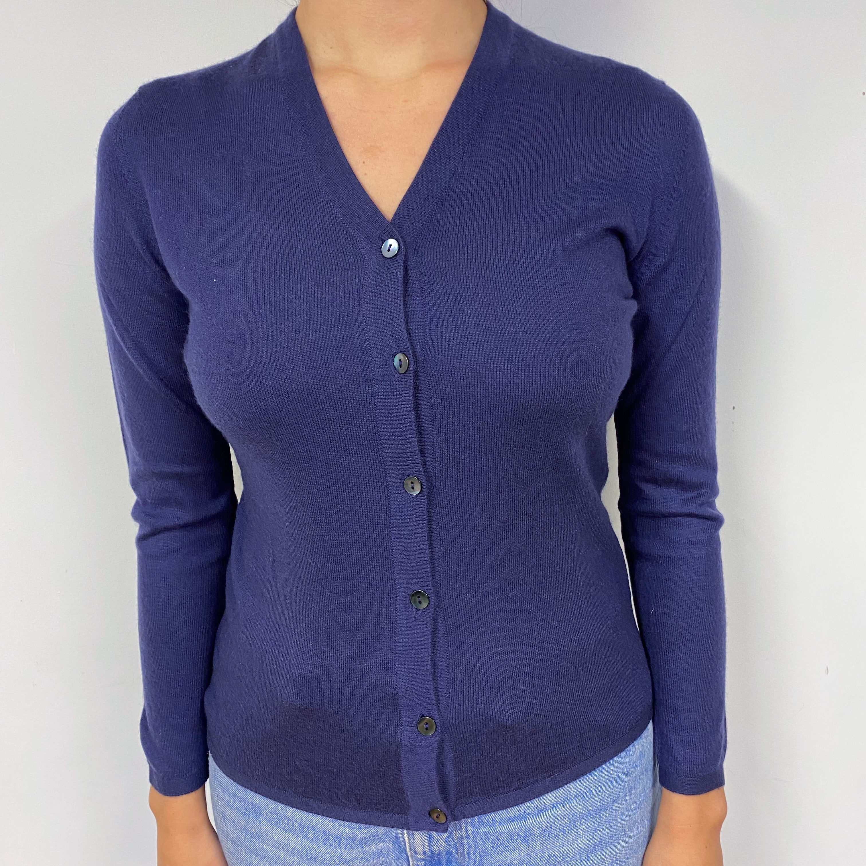 Scottish Fine Knit Navy Cashmere Cardigan Small