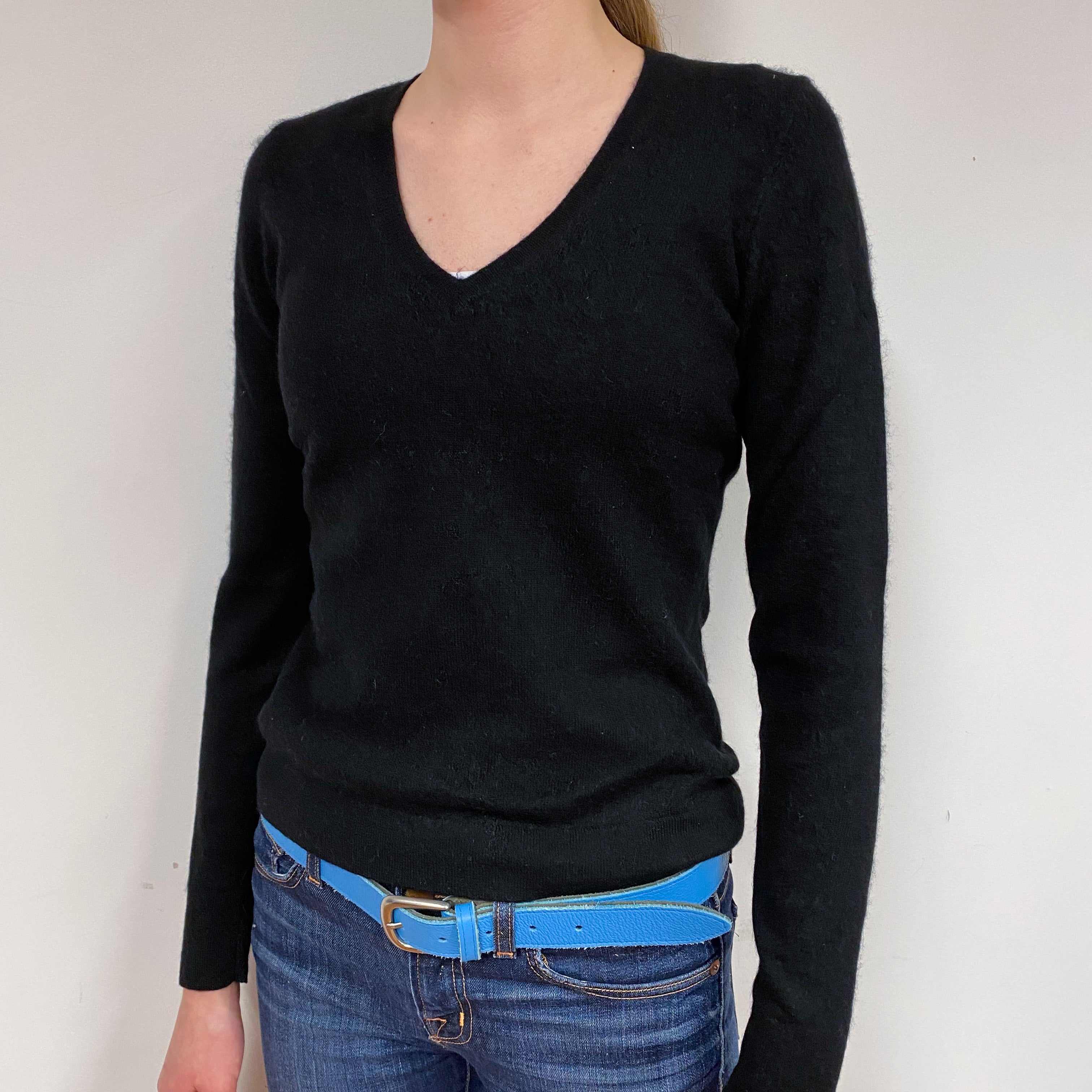 Black Cashmere V-Neck Jumper Extra Small