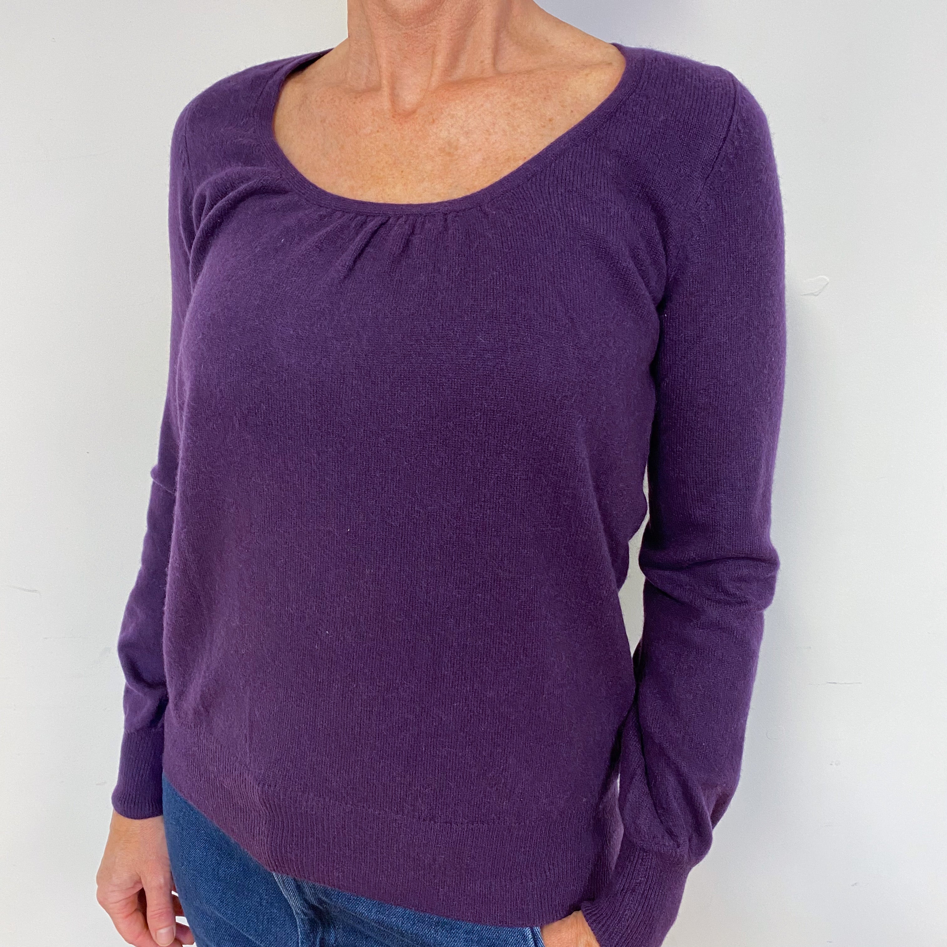 Blueberry Purple Scooped Neck Cashmere Jumper