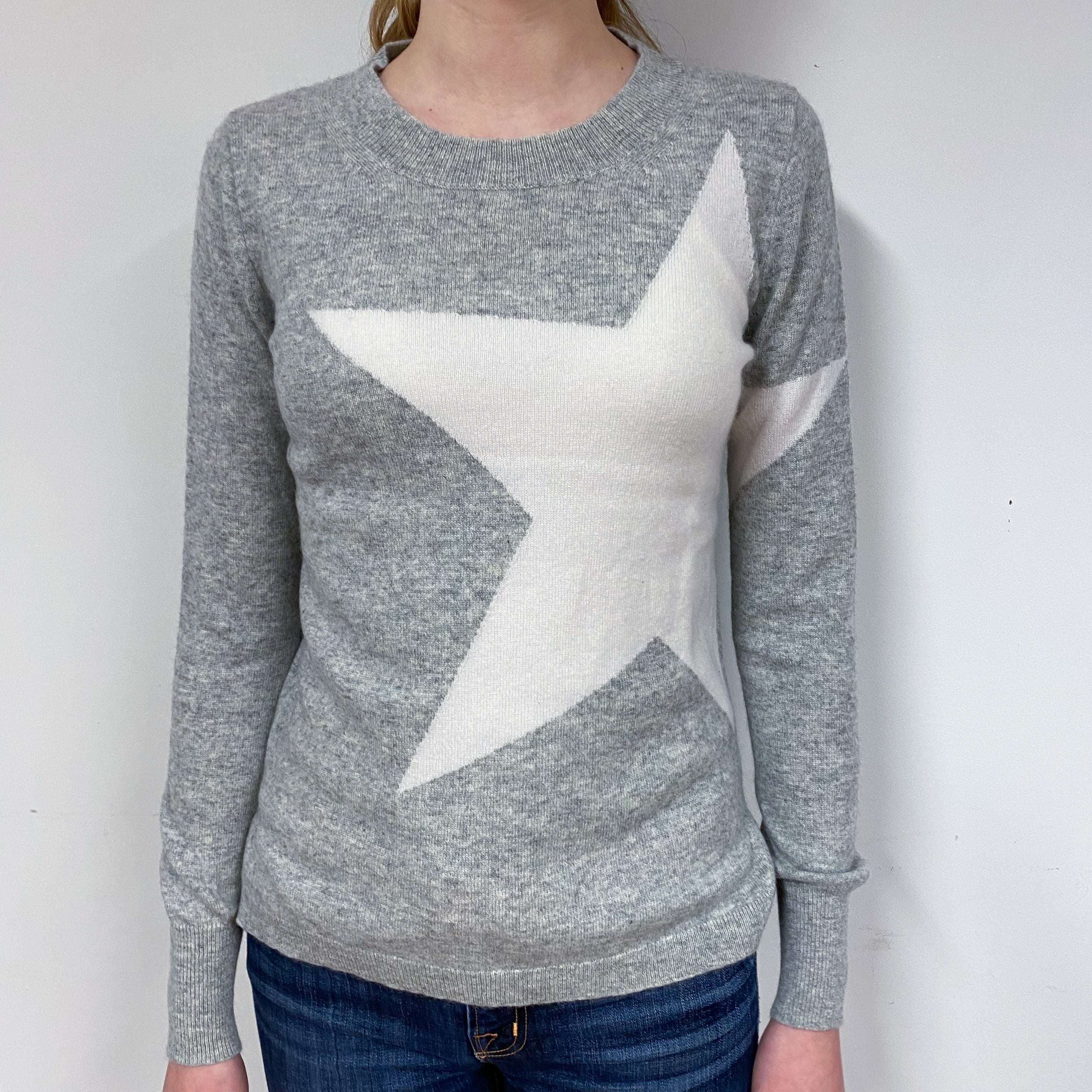 Smoke Grey Star Cashmere Crew Neck Jumper Extra Small