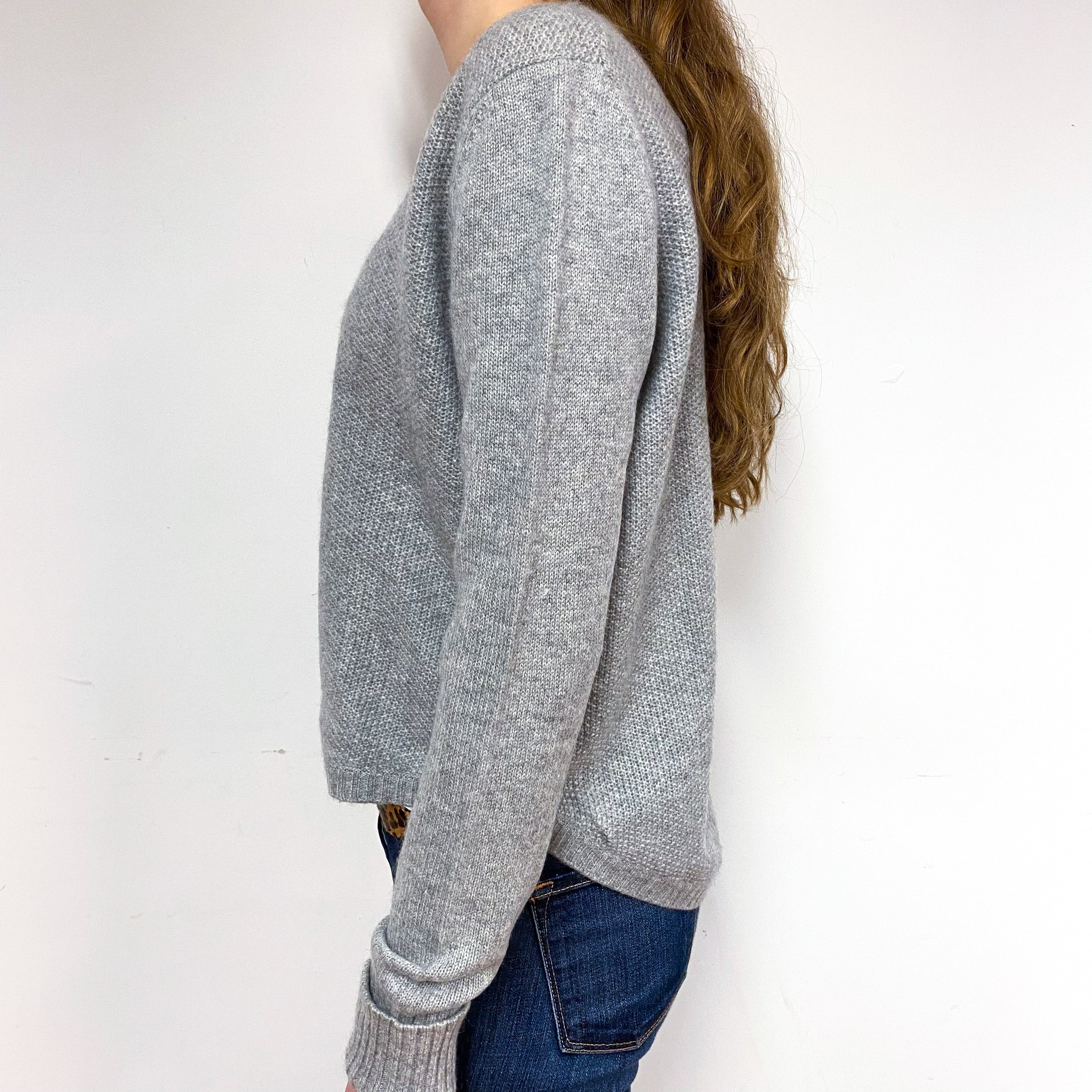 Smoke Grey Boxy Cashmere Crew Neck Jumper Extra Small