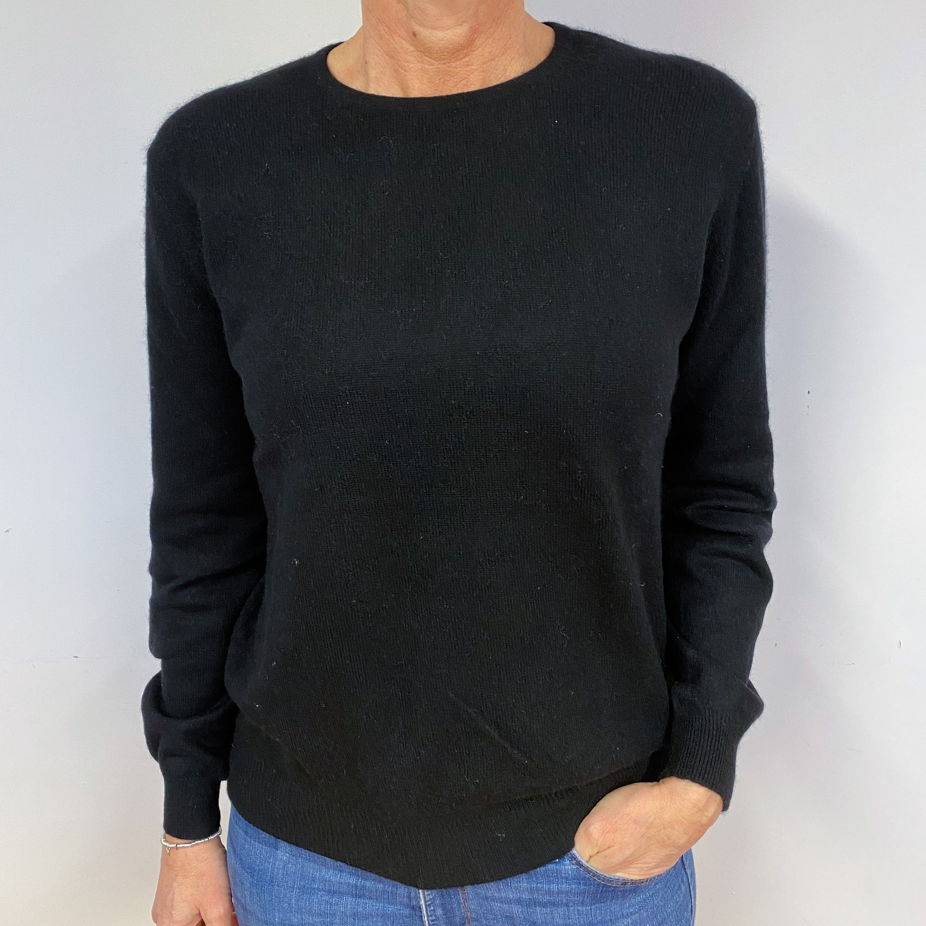 Black Cashmere Crew Neck Jumper Medium