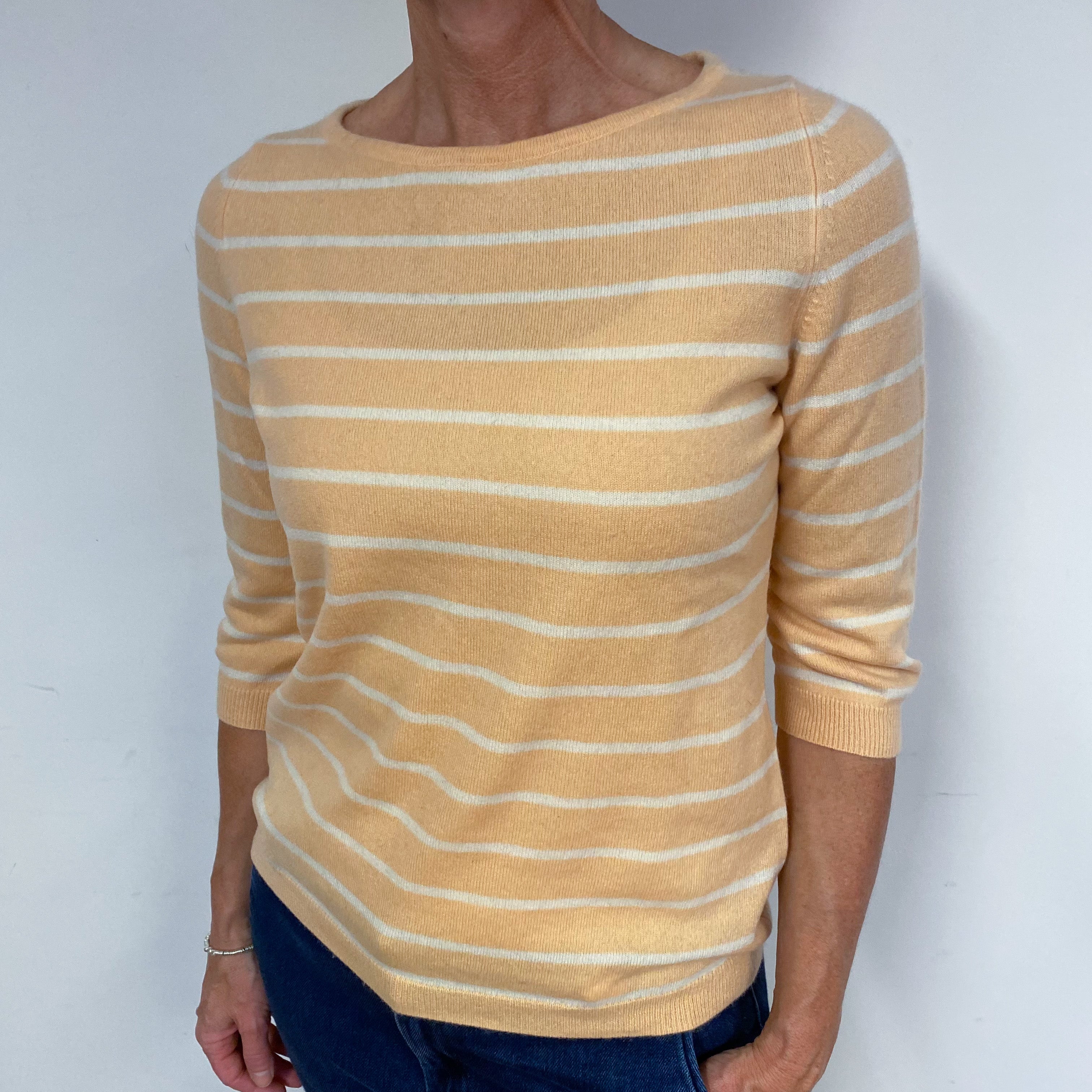 Peach and Cream Cashmere Crew Neck Jumper