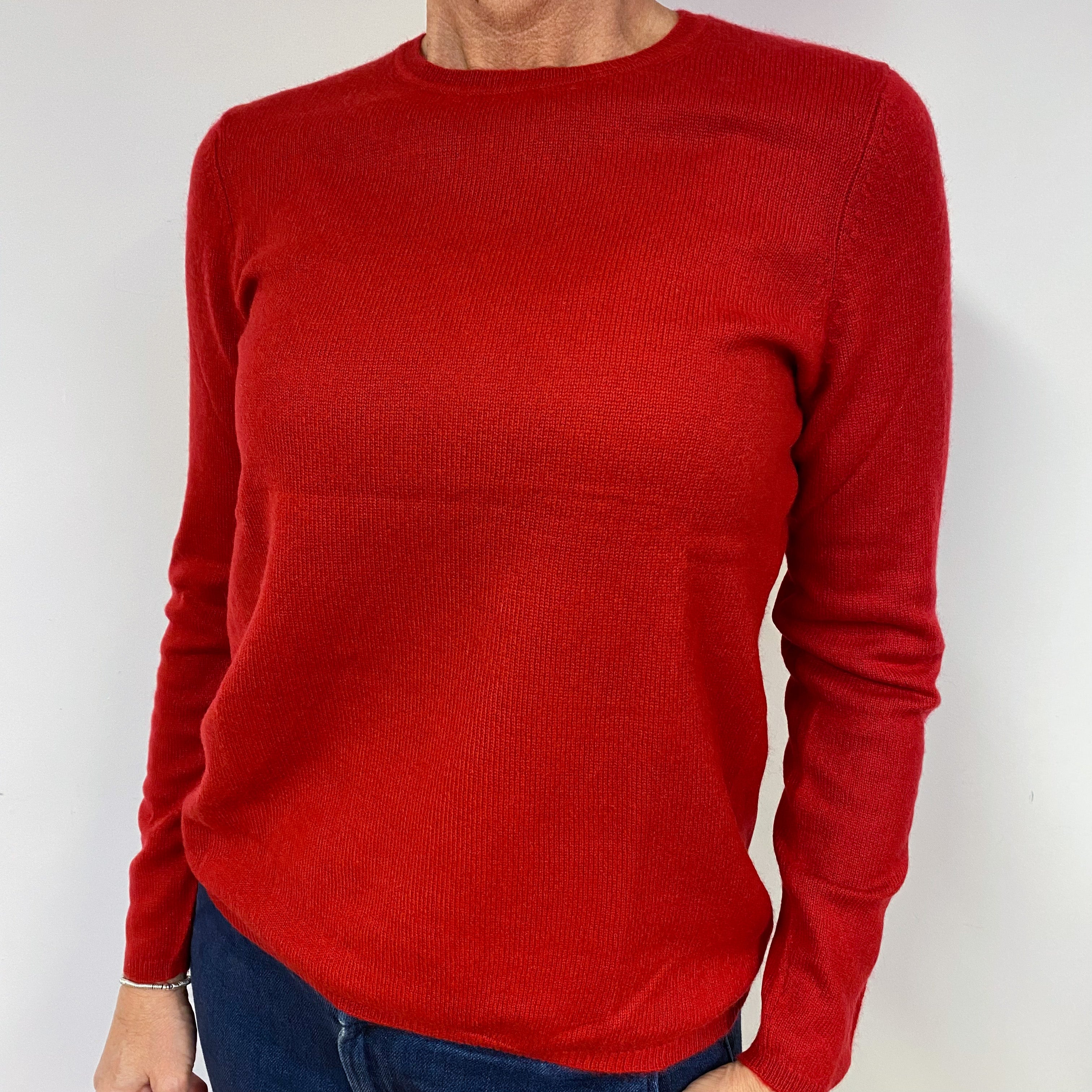 Post Box Red Cashmere Crew Neck Jumper Medium