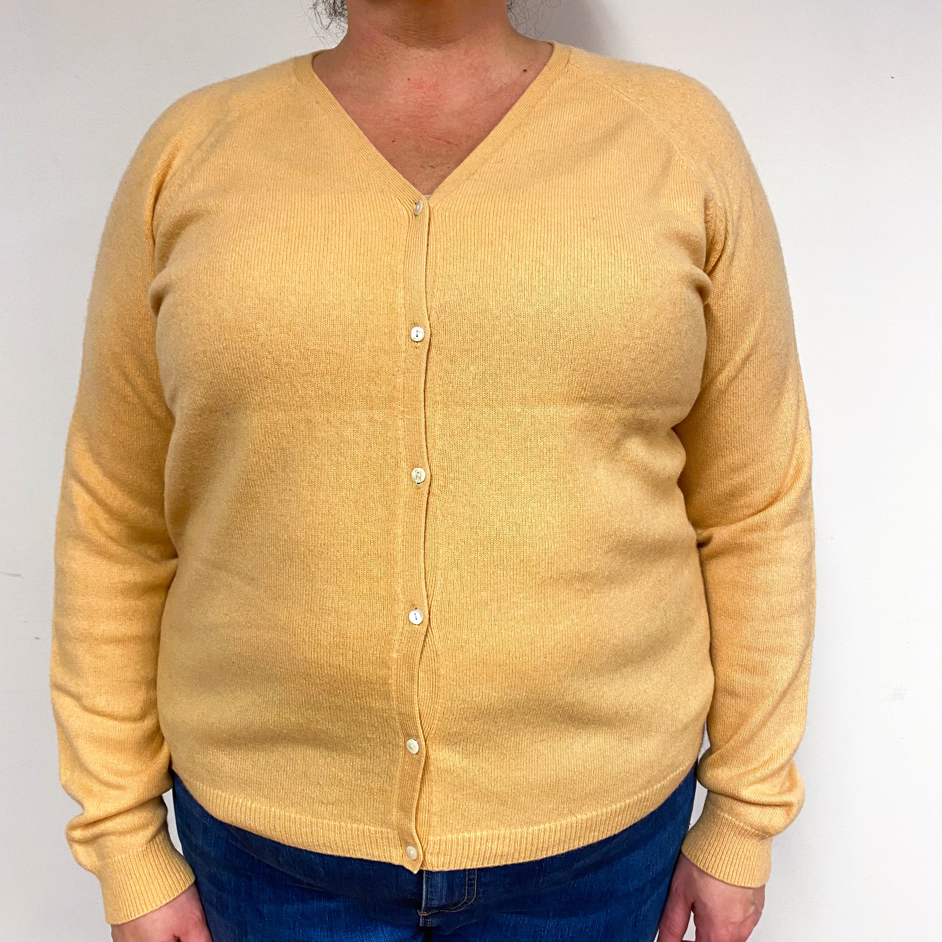 Canary Yellow Cashmere Cardigan Extra Large