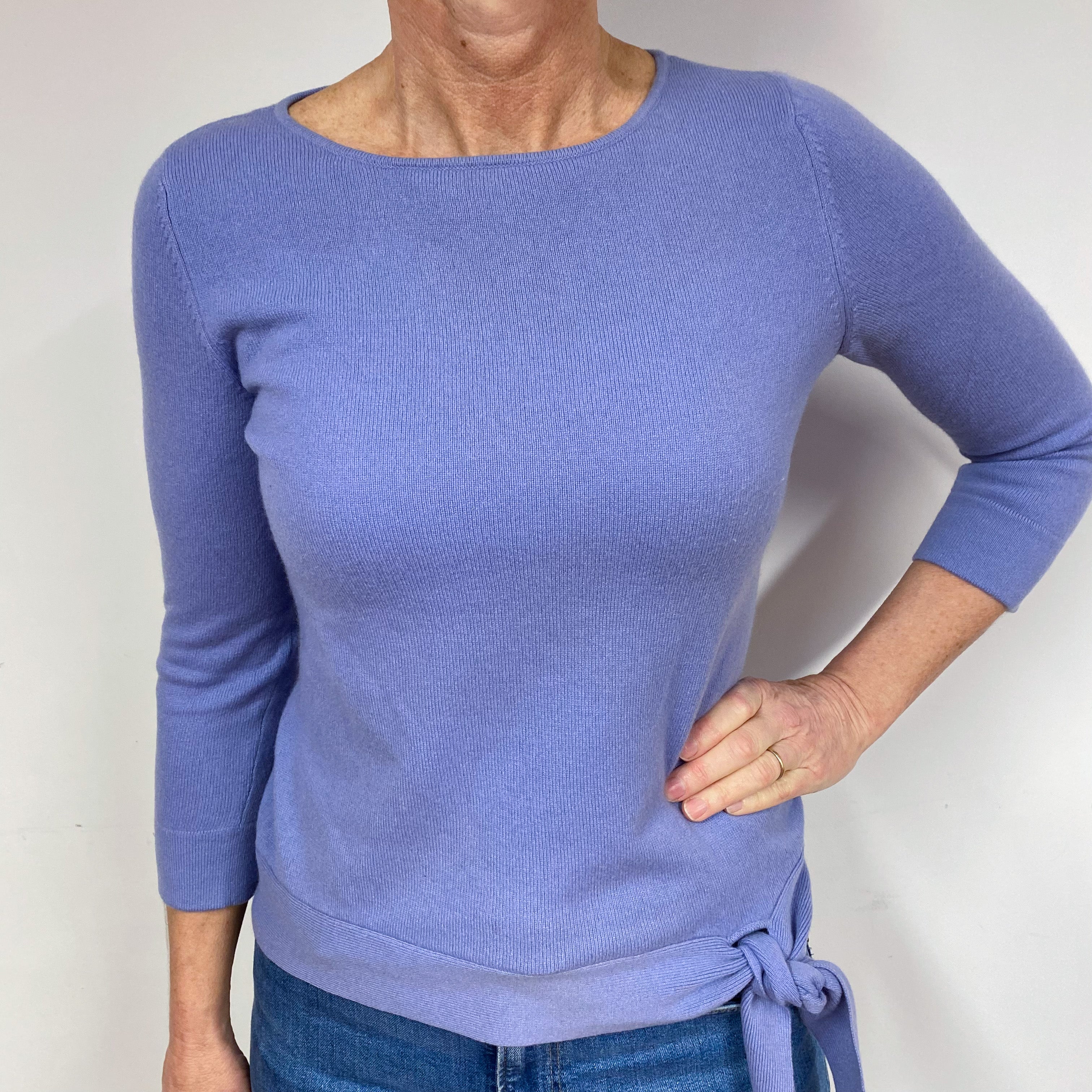 Lilac Cashmere Crew Neck Jumper Medium Slim