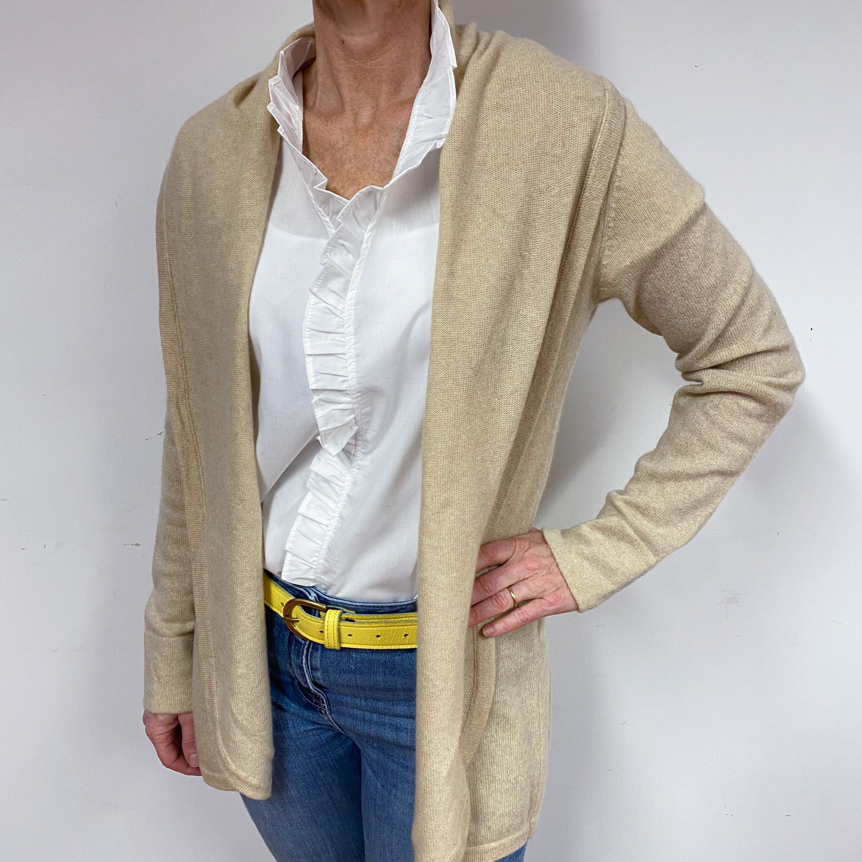 Sand Beige Cashmere Edge to Edge Cardigan Medium