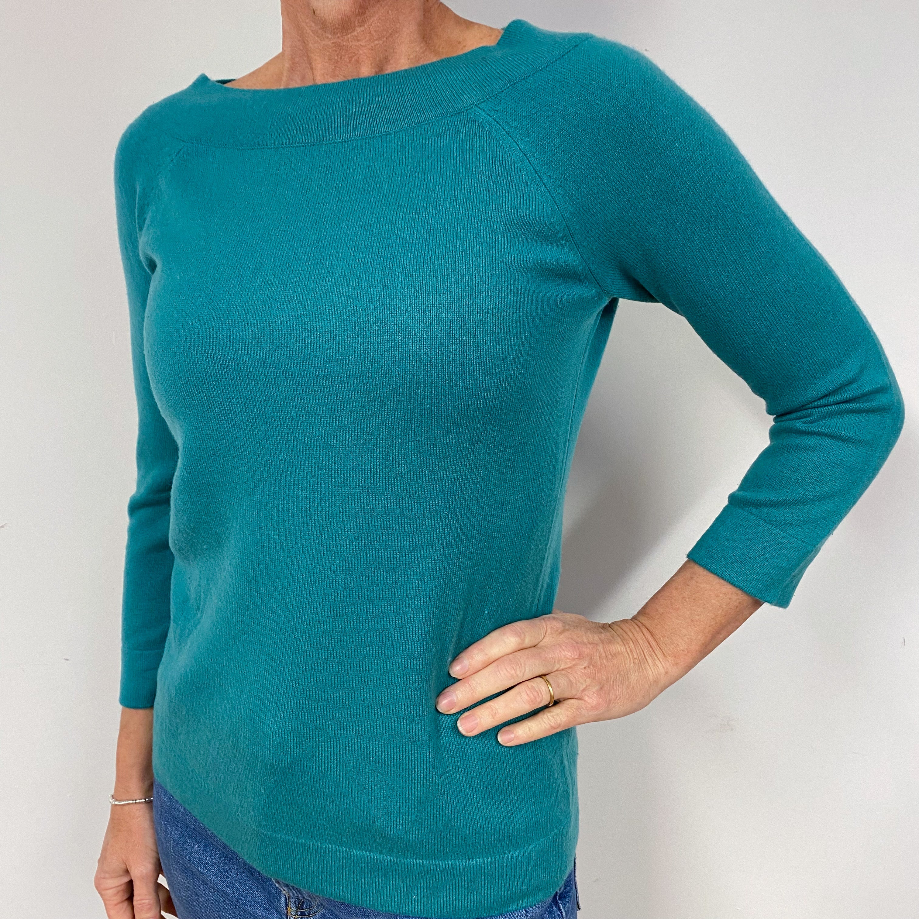 Emerald Green Cashmere Boat Neck Jumper