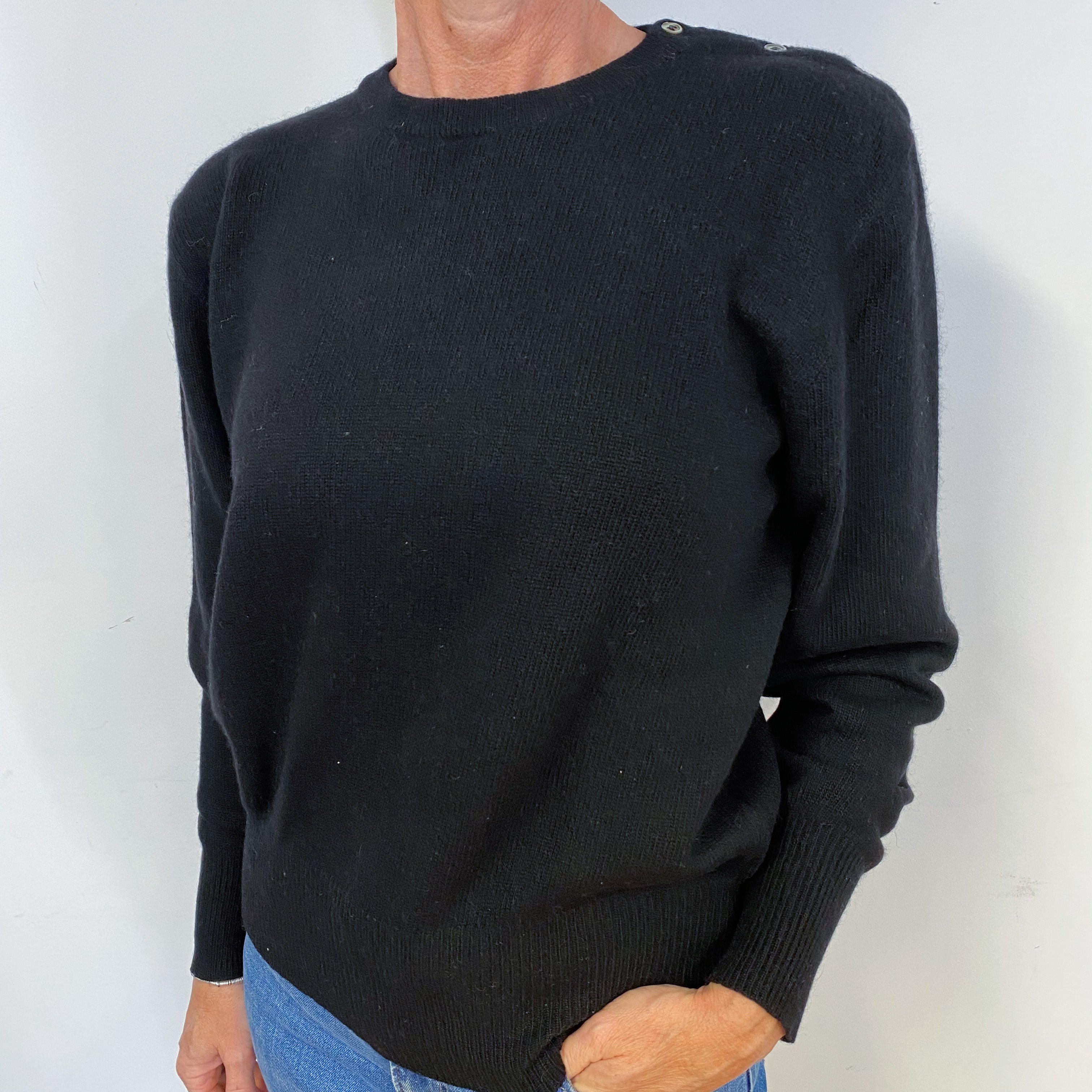 Vintage Black Cashmere Crew Neck Jumper