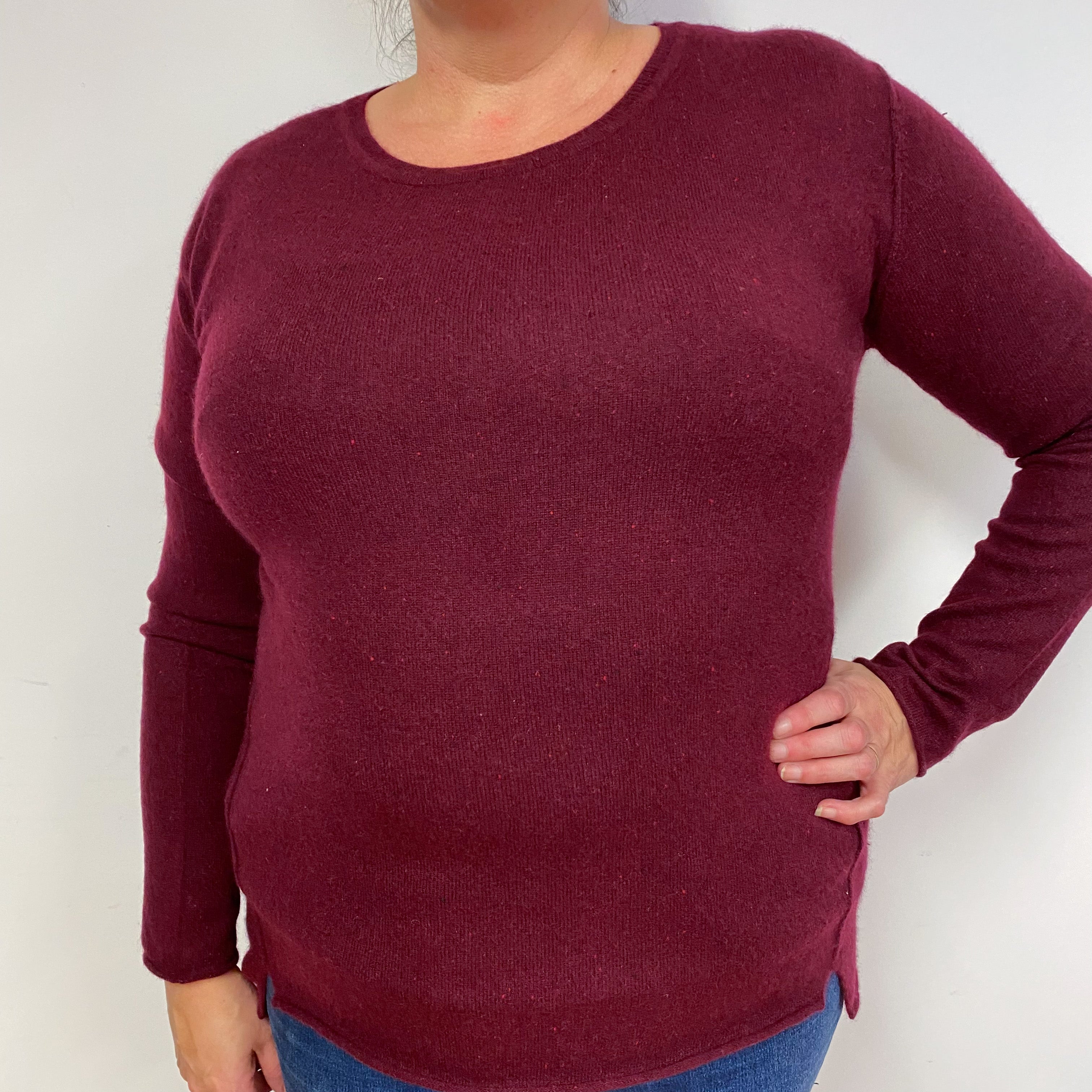 Wine Red Cashmere Crew Neck Jumper Extra Large