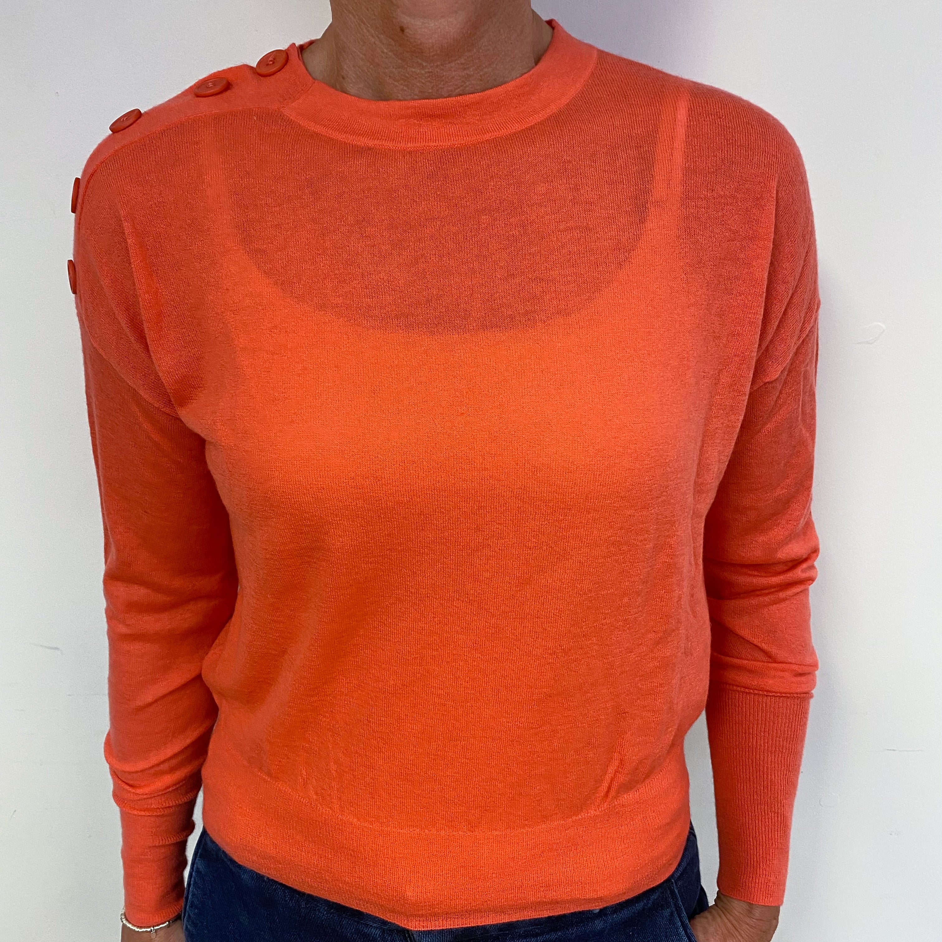 Flamingo Orange Cashmere Crew Neck Jumper