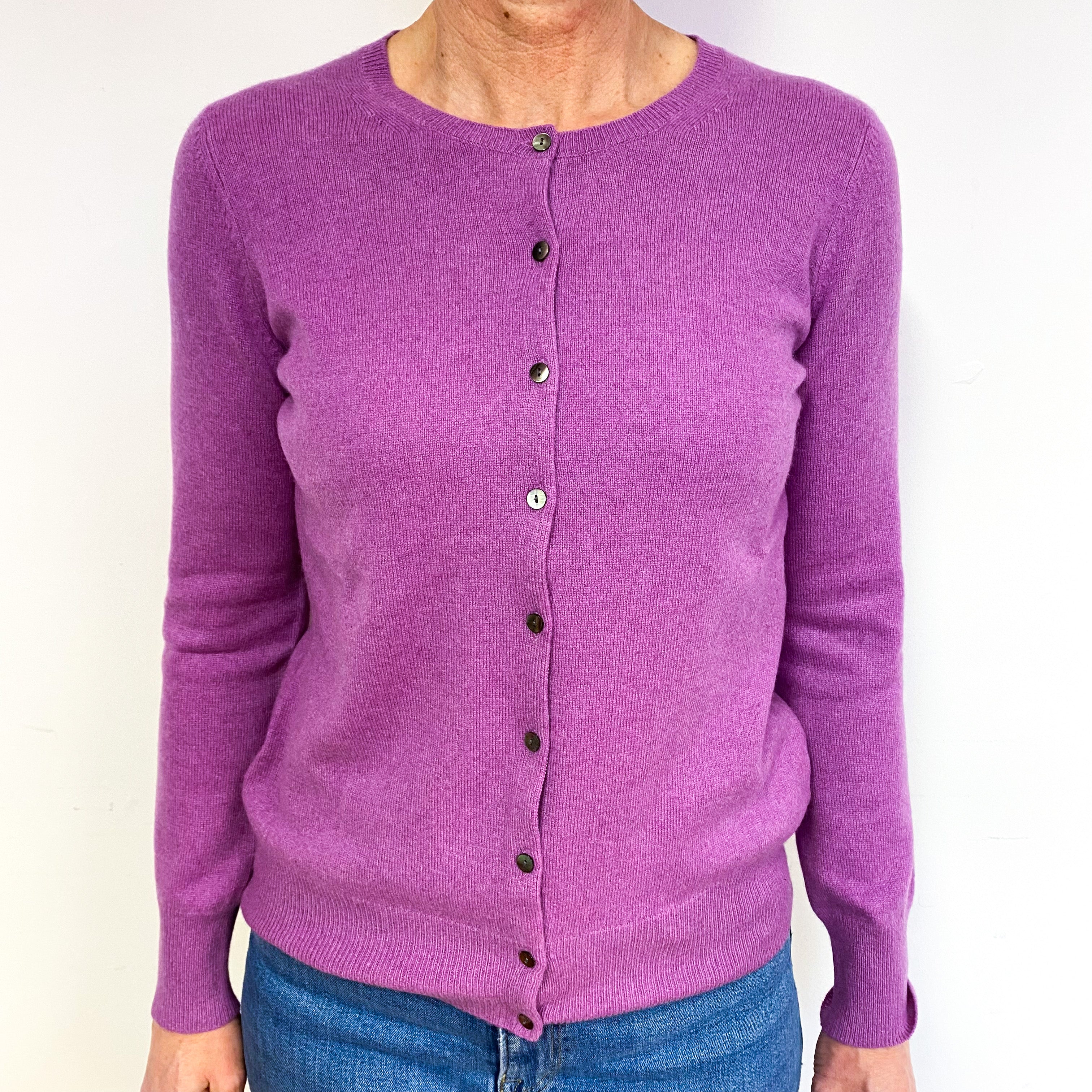 Unworn Loganberry Purple Cashmere Crew Neck Cardigan Medium