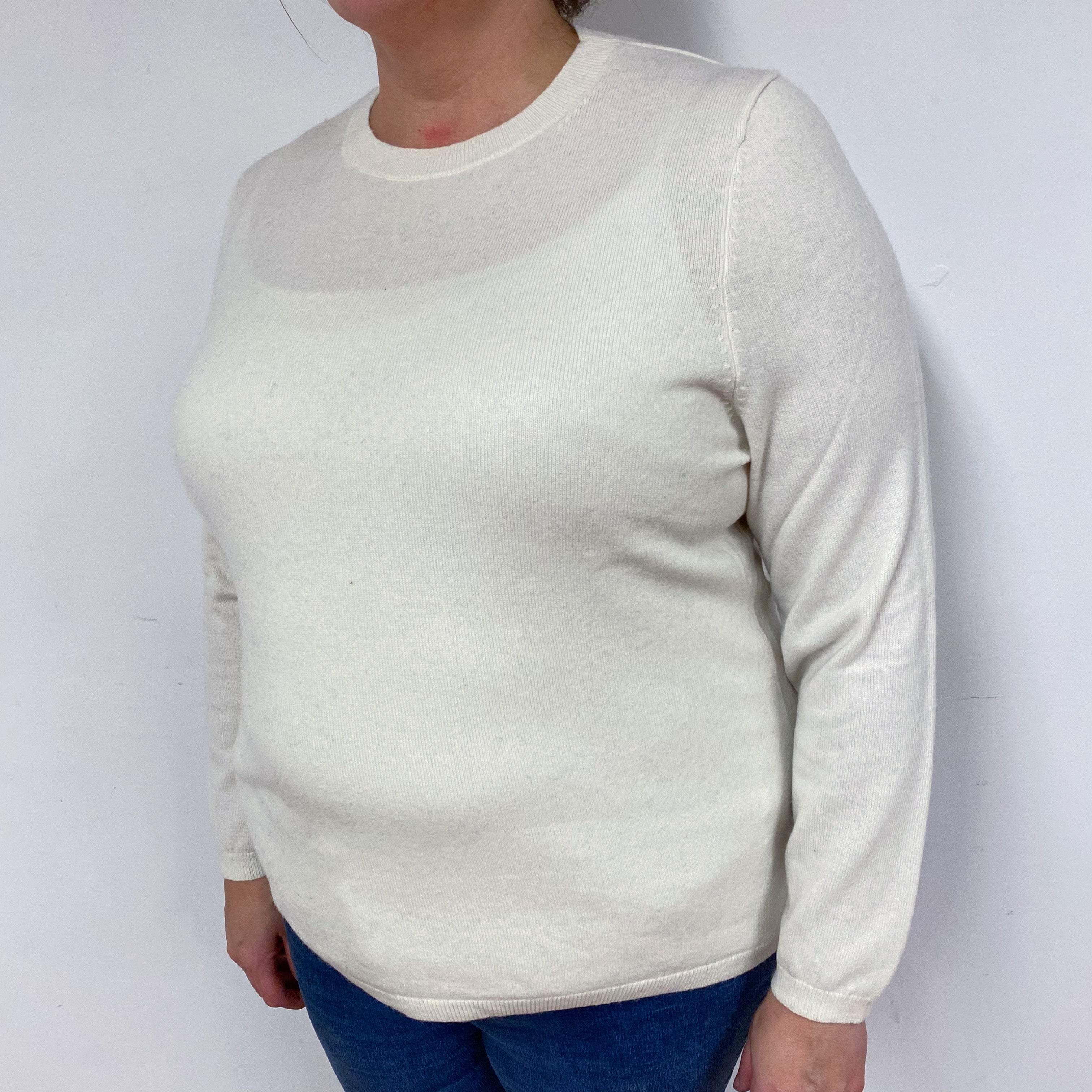 Winter White Cashmere Crew Neck Jumper Extra Large