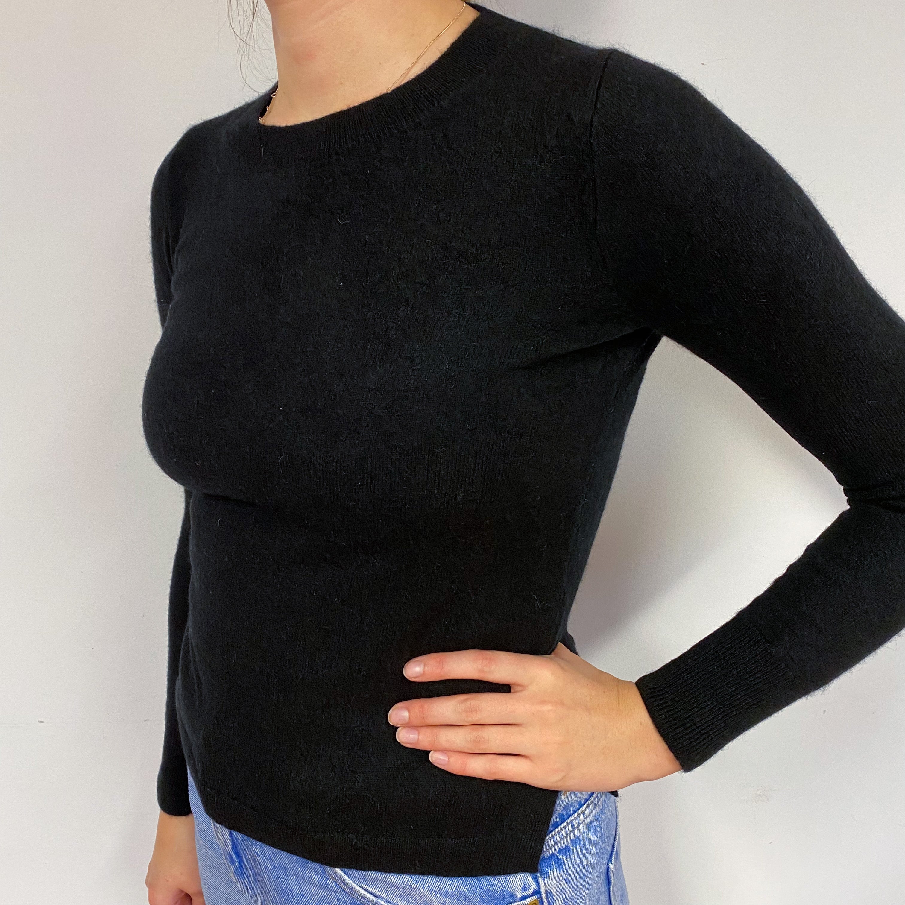 Black Cashmere Crew Neck Jumper Small