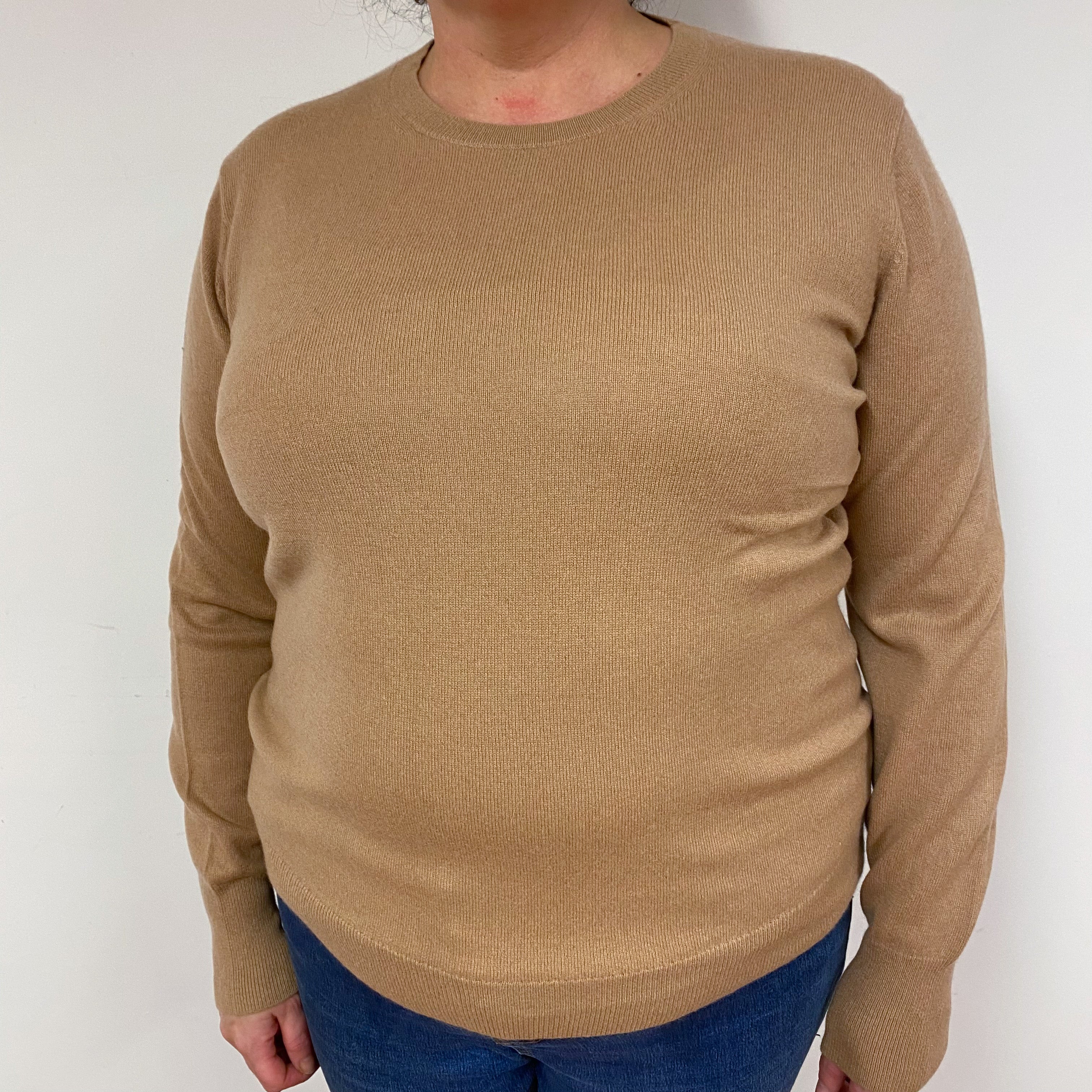 Caramel Brown Cashmere Crew Neck Jumper Extra Large