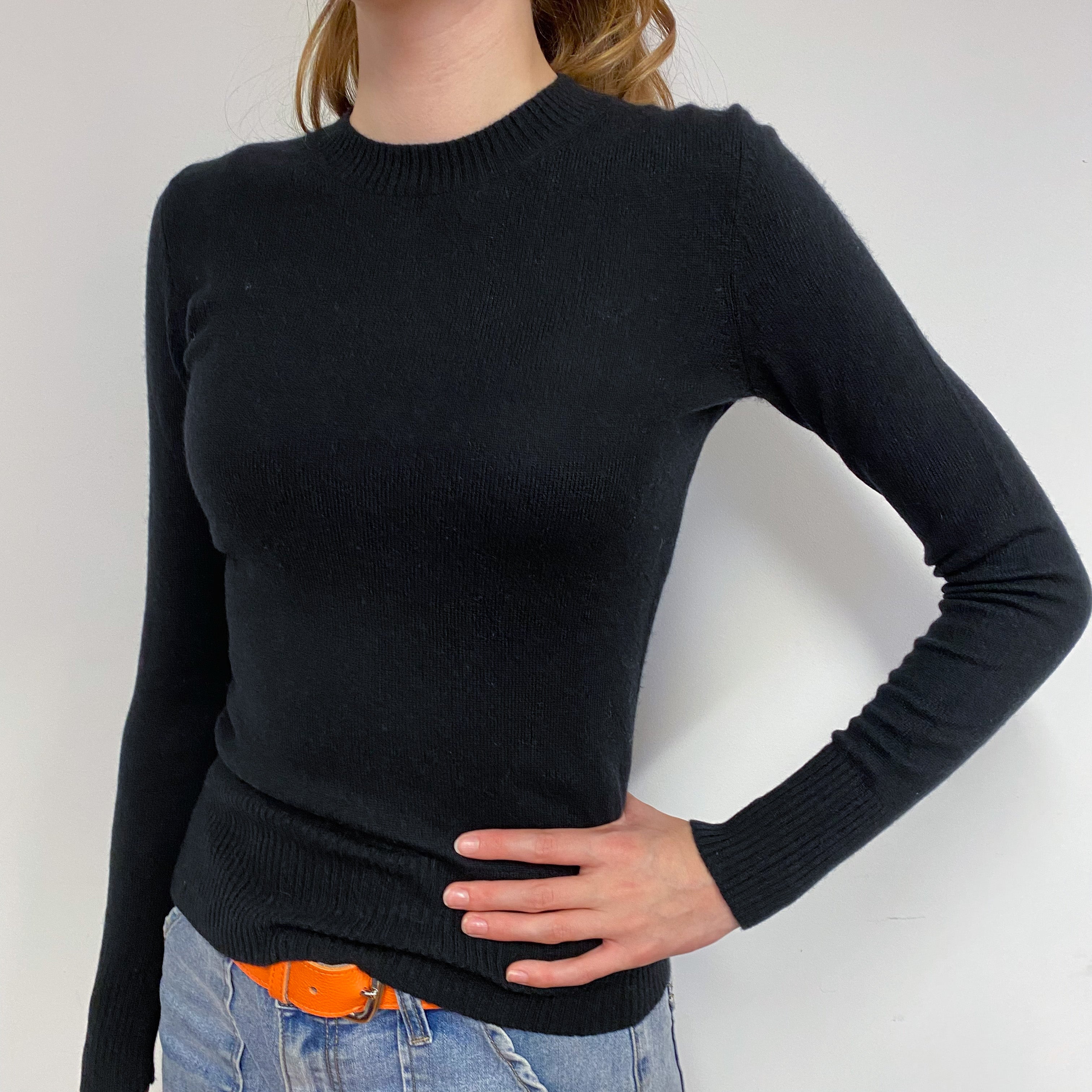 Slim Black Cashmere Crew Neck Jumper