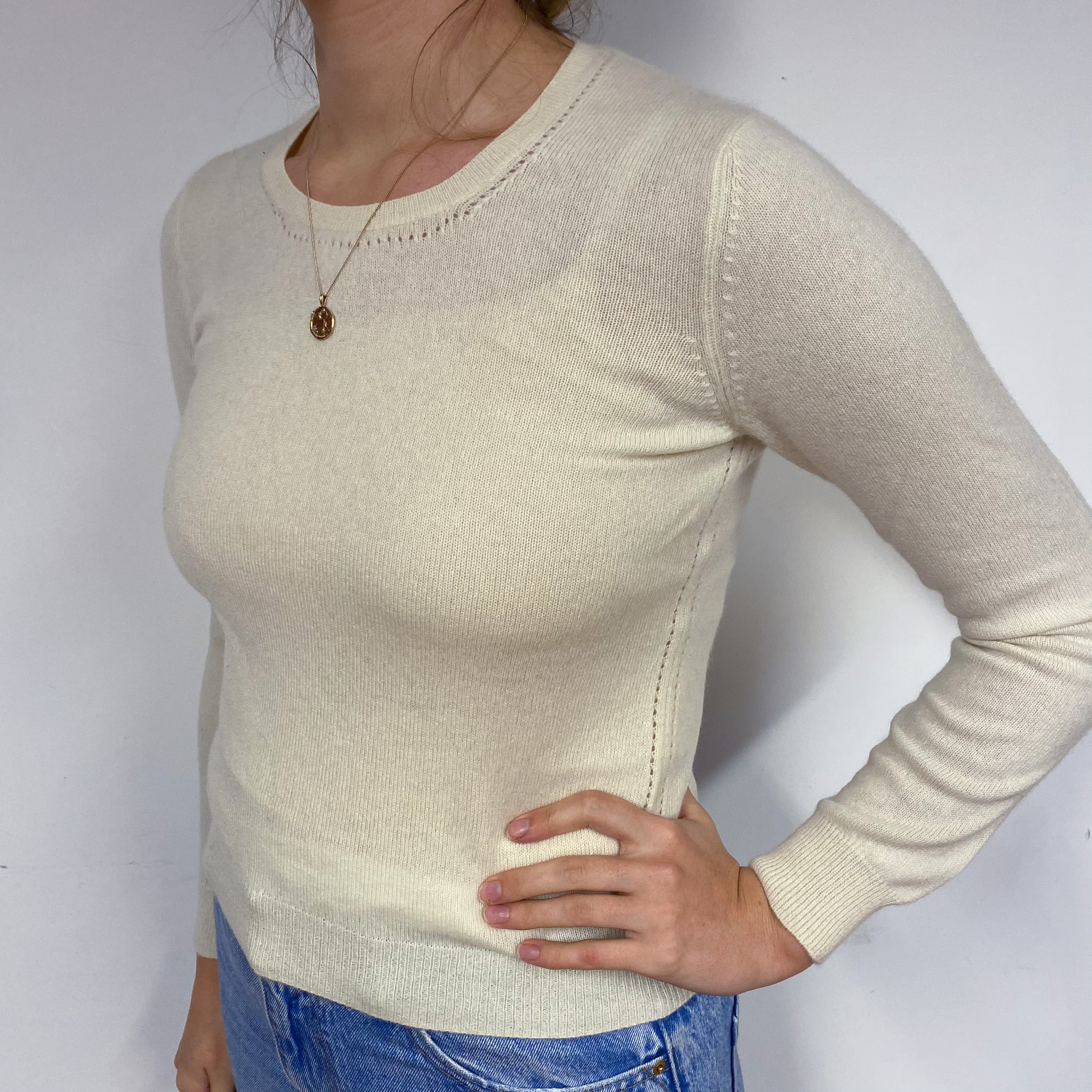 Clotted Cream Cashmere Crew Neck Jumper Small