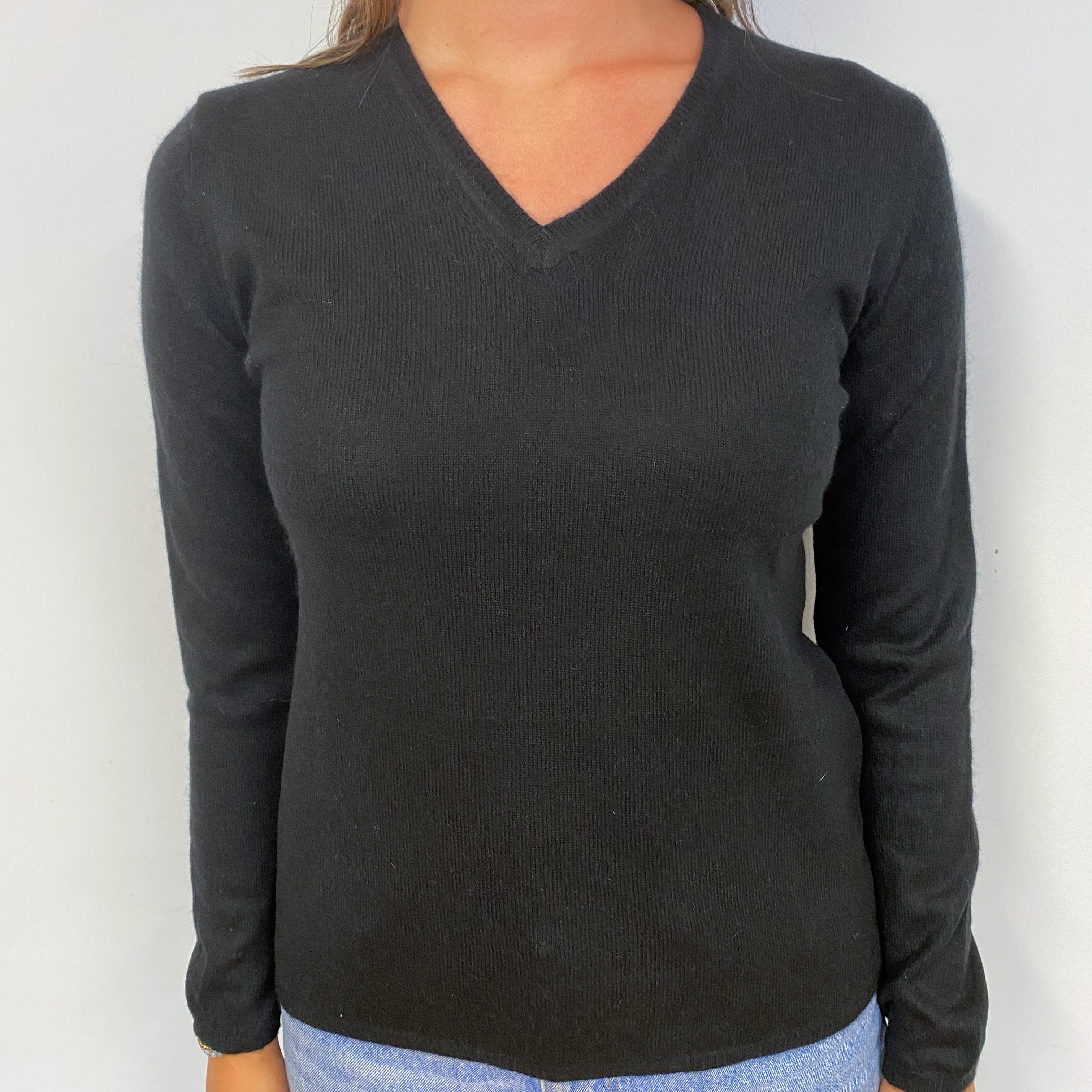 Black Cashmere V-Neck Jumper