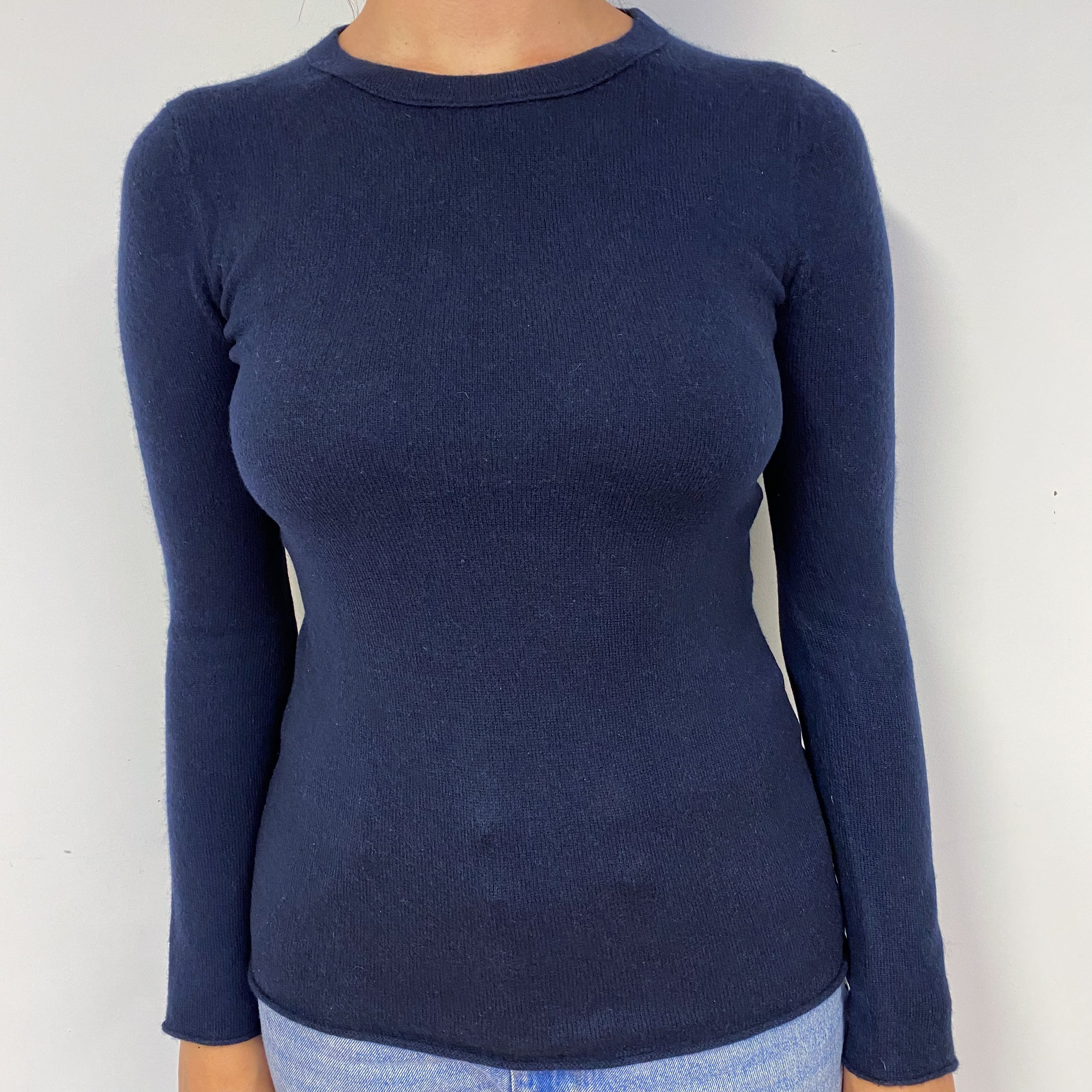 Navy Blue Cashmere Crew Neck Jumper Small