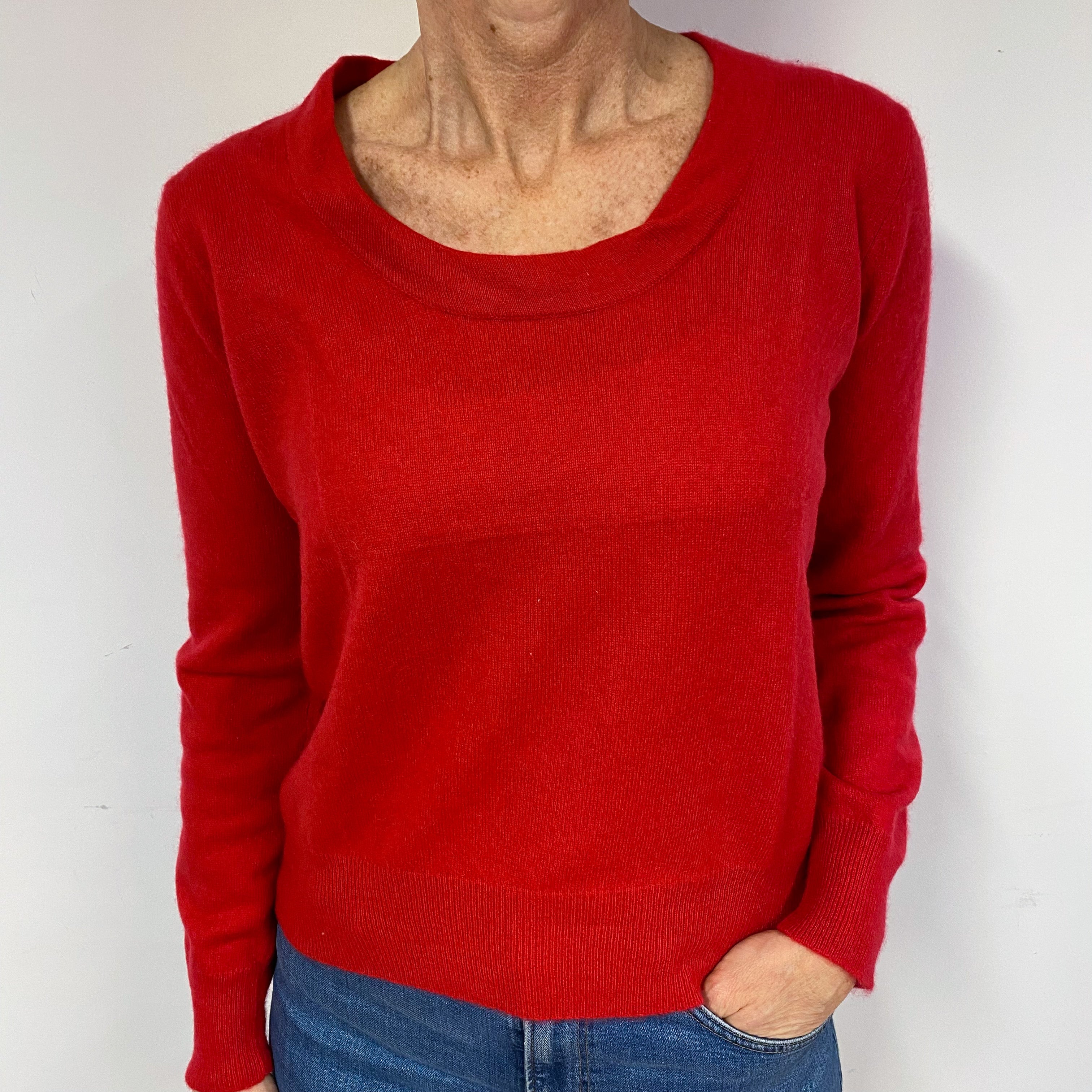 Spanish Red Cashmere Scoop Neck Jumper Medium