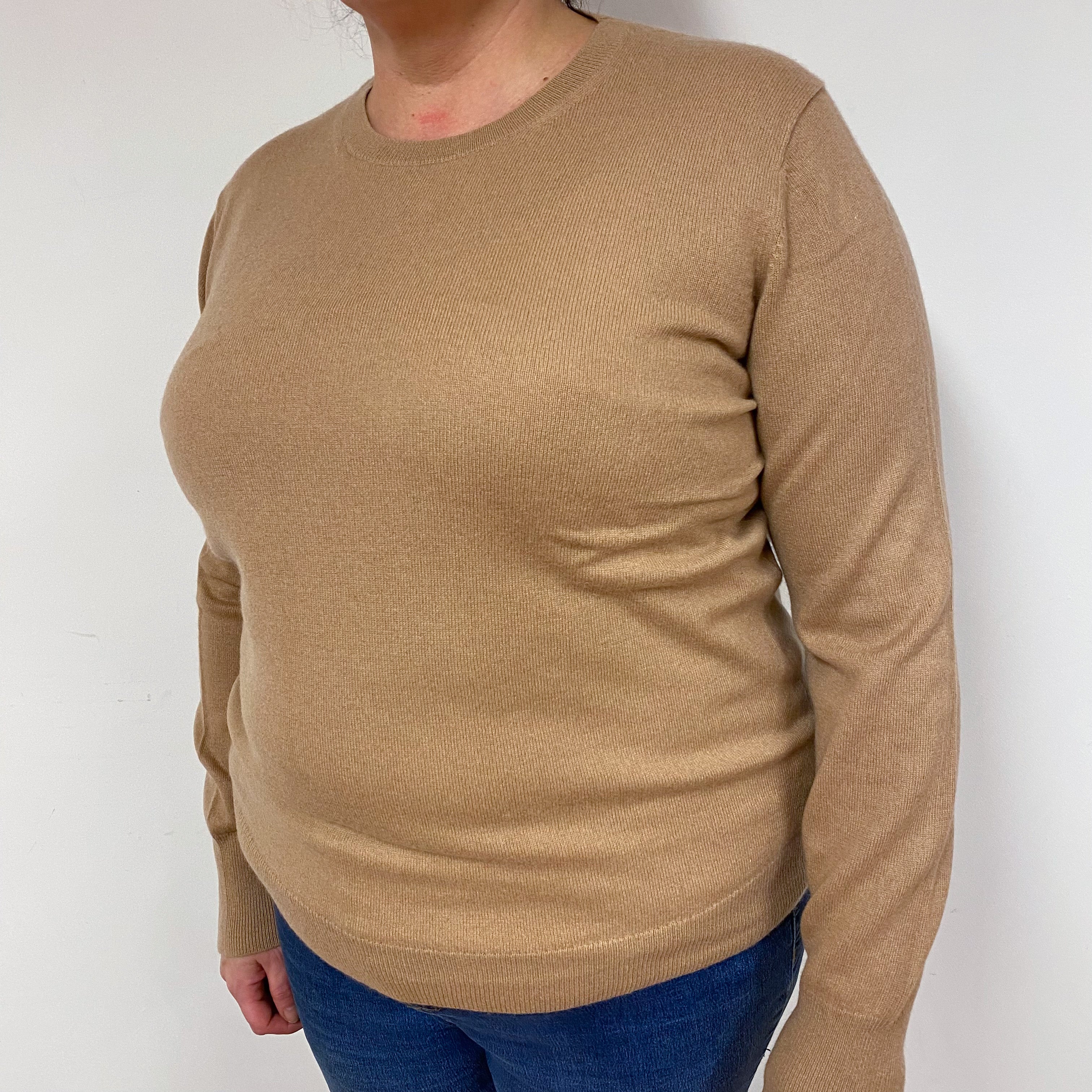 Caramel Brown Cashmere Crew Neck Jumper Extra Large