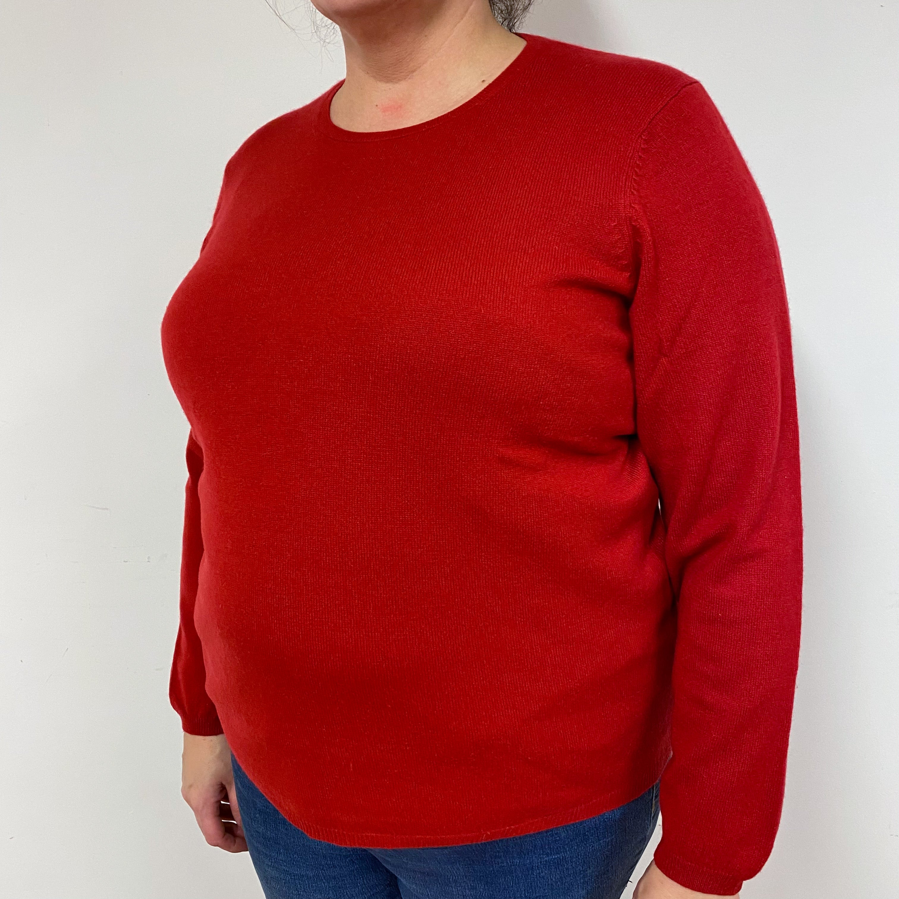 Post Box Red Cashmere Crew Neck Jumper Extra Large