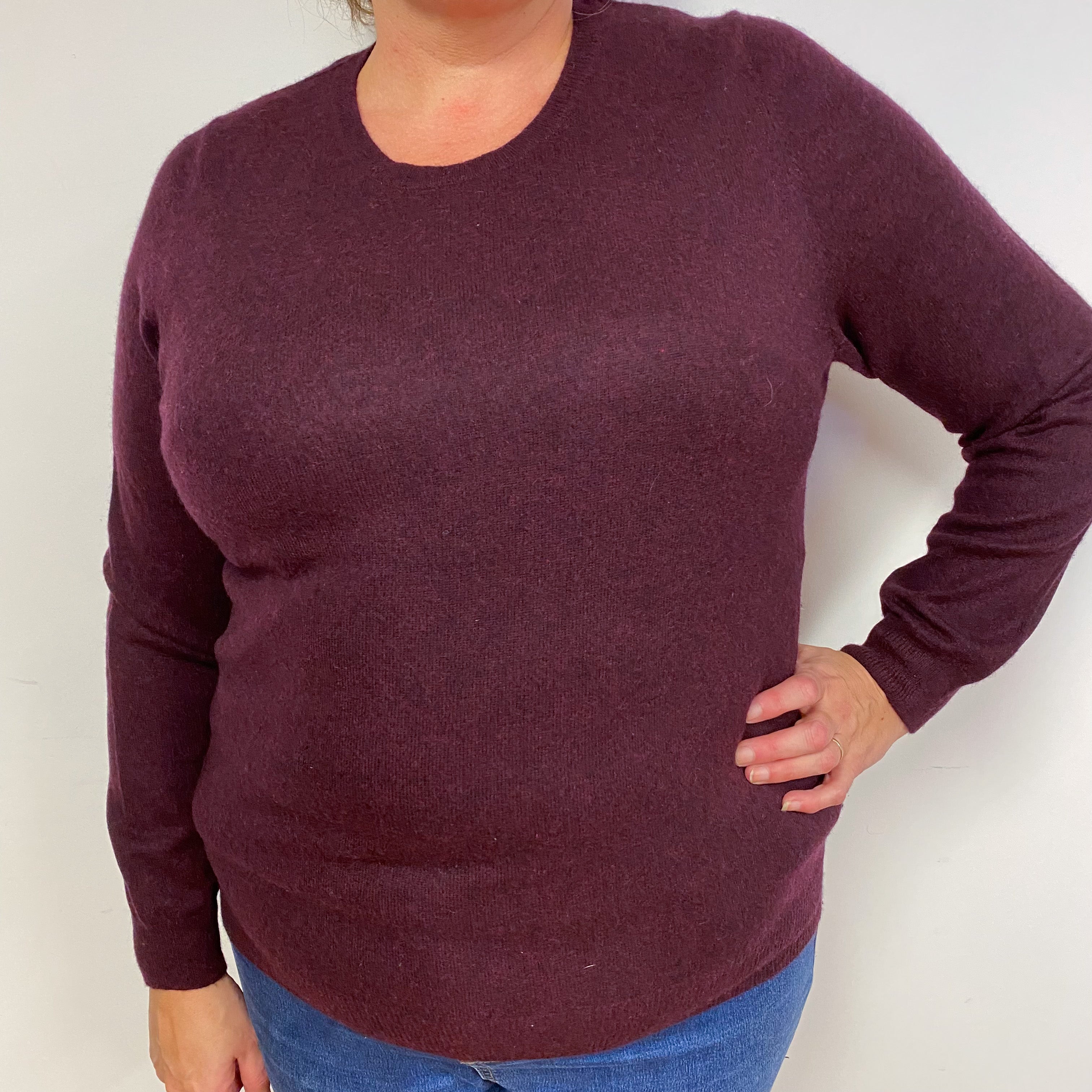 Mulberry Purple Cashmere Crew Neck Jumper Extra Large