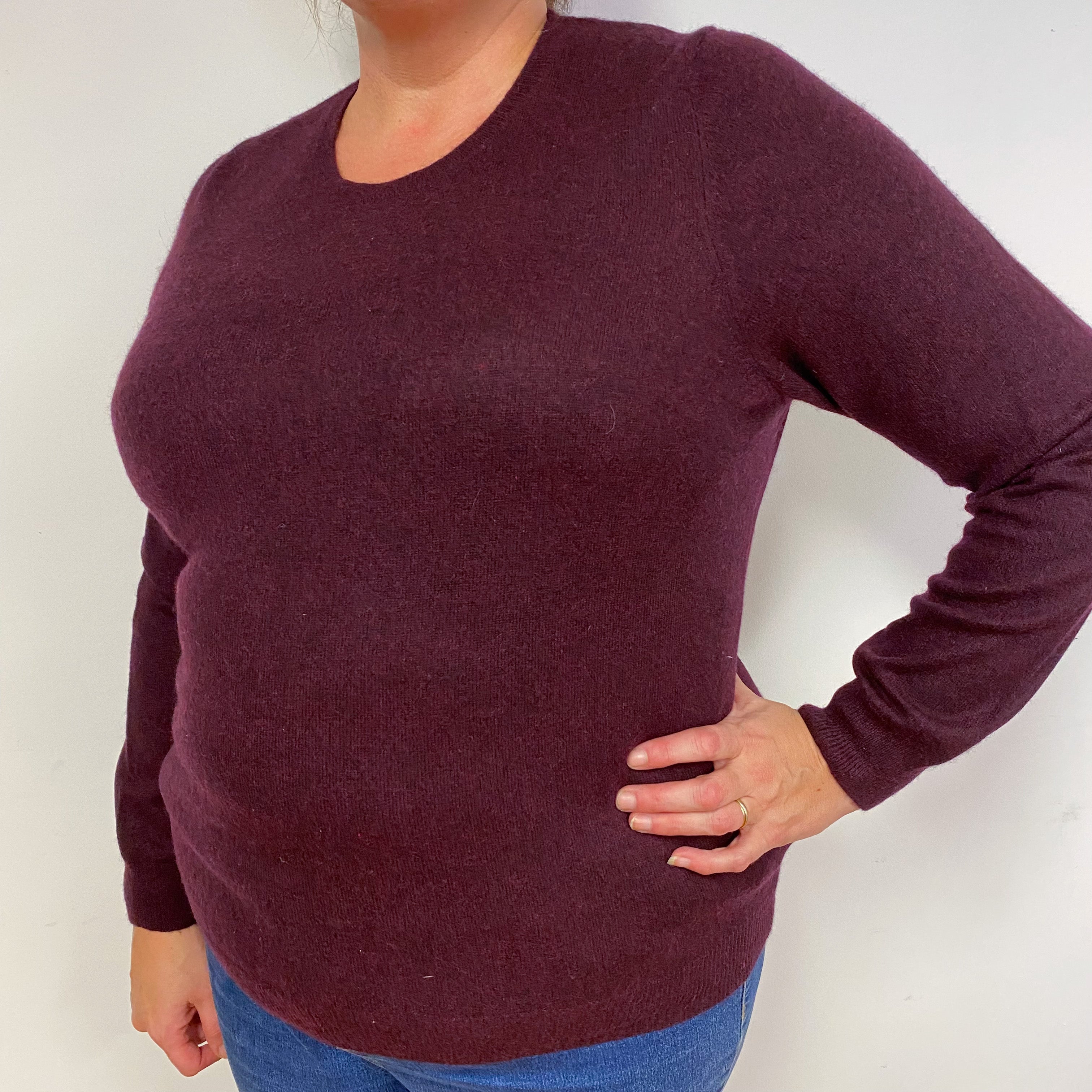 Mulberry Purple Cashmere Crew Neck Jumper Extra Large