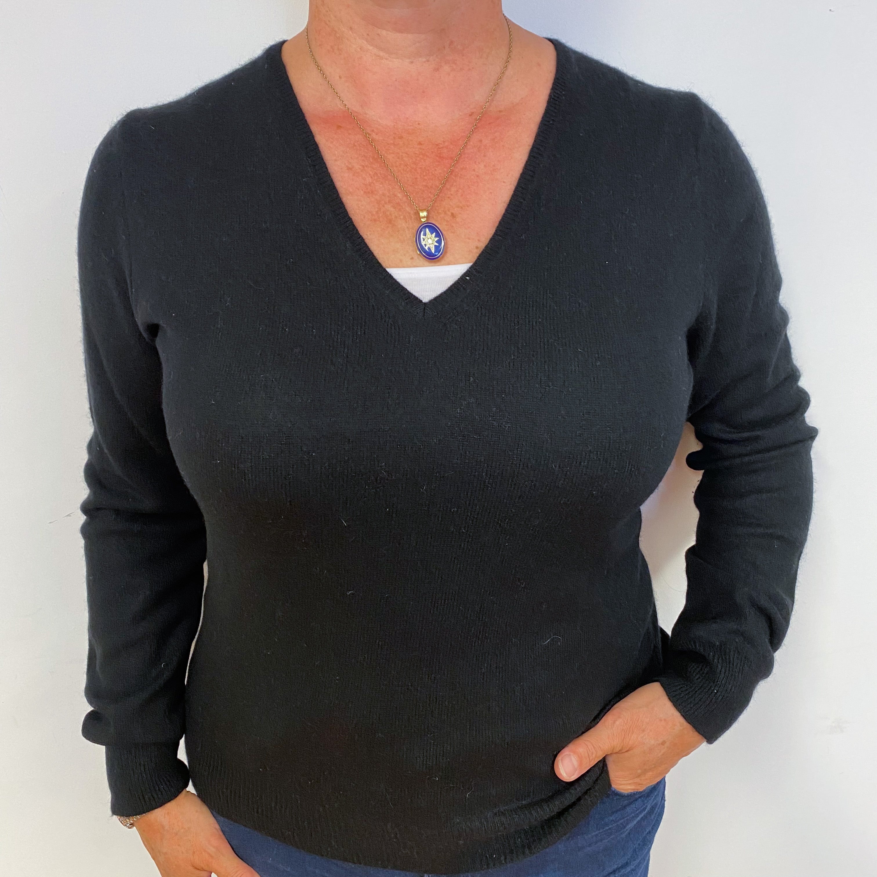 Black V Neck Cashmere Jumper