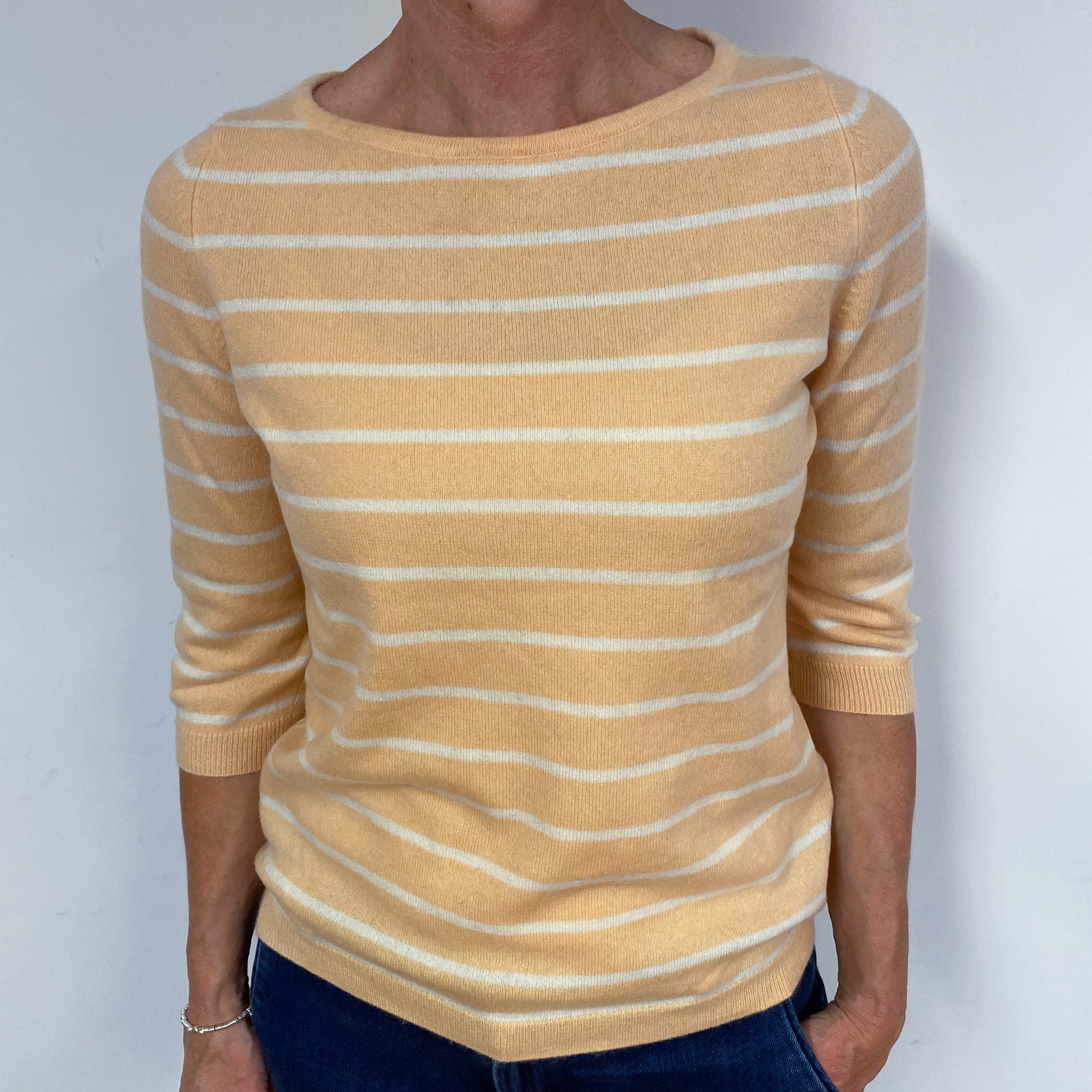 Peach and Cream Cashmere Crew Neck Jumper