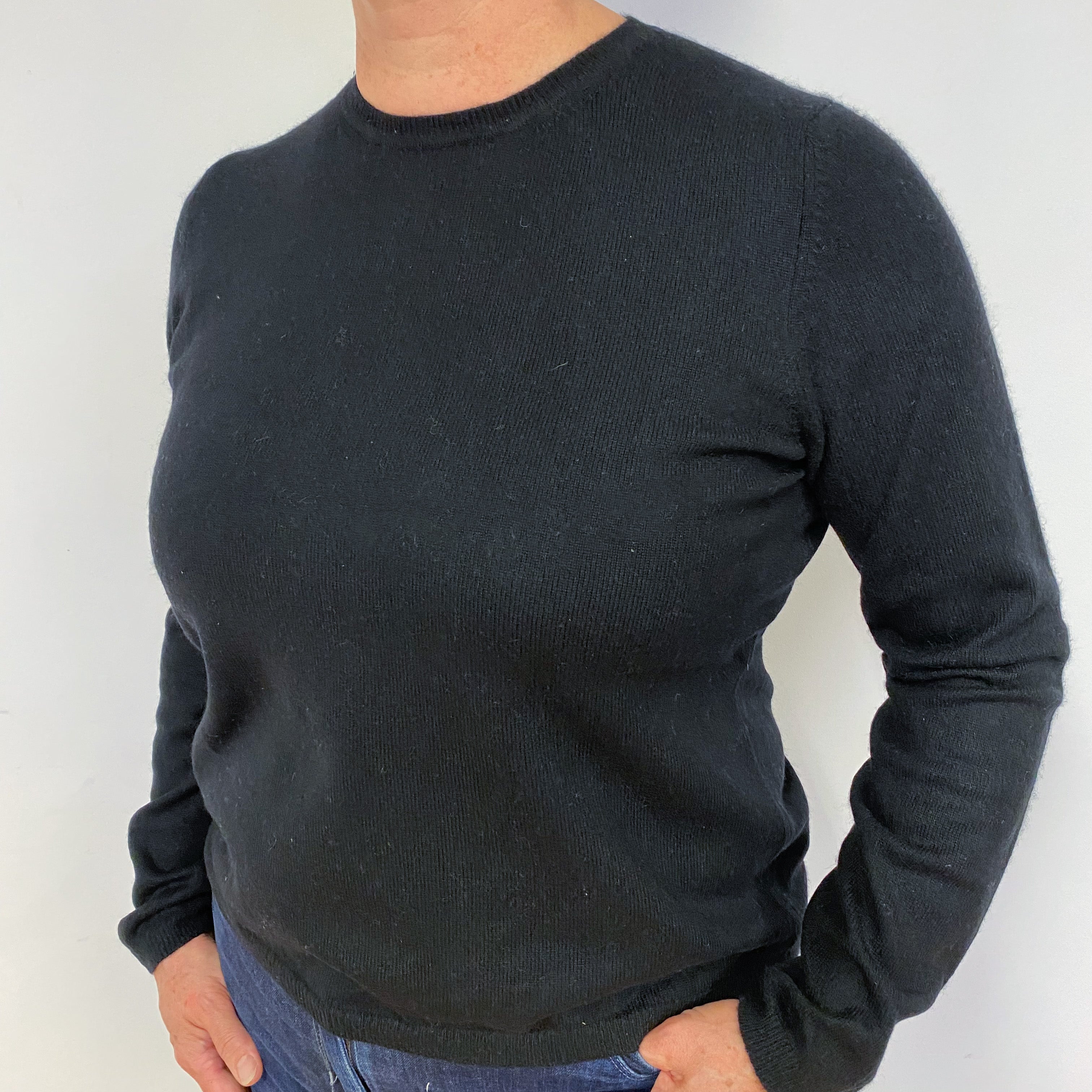 Black Cashmere Crew Neck Jumper Large